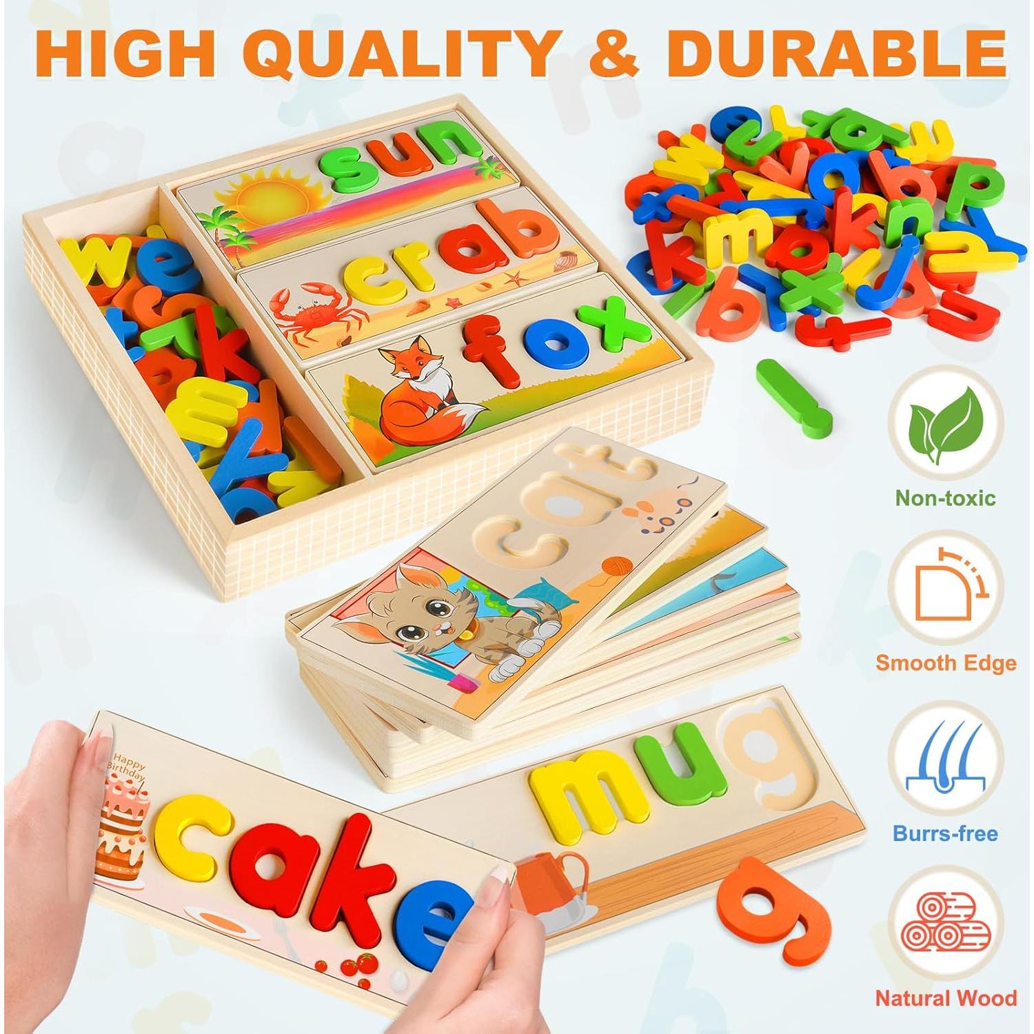 Juguete Educativo de Madera SANANT Alfabeto CVC para Niños 3-5 Años