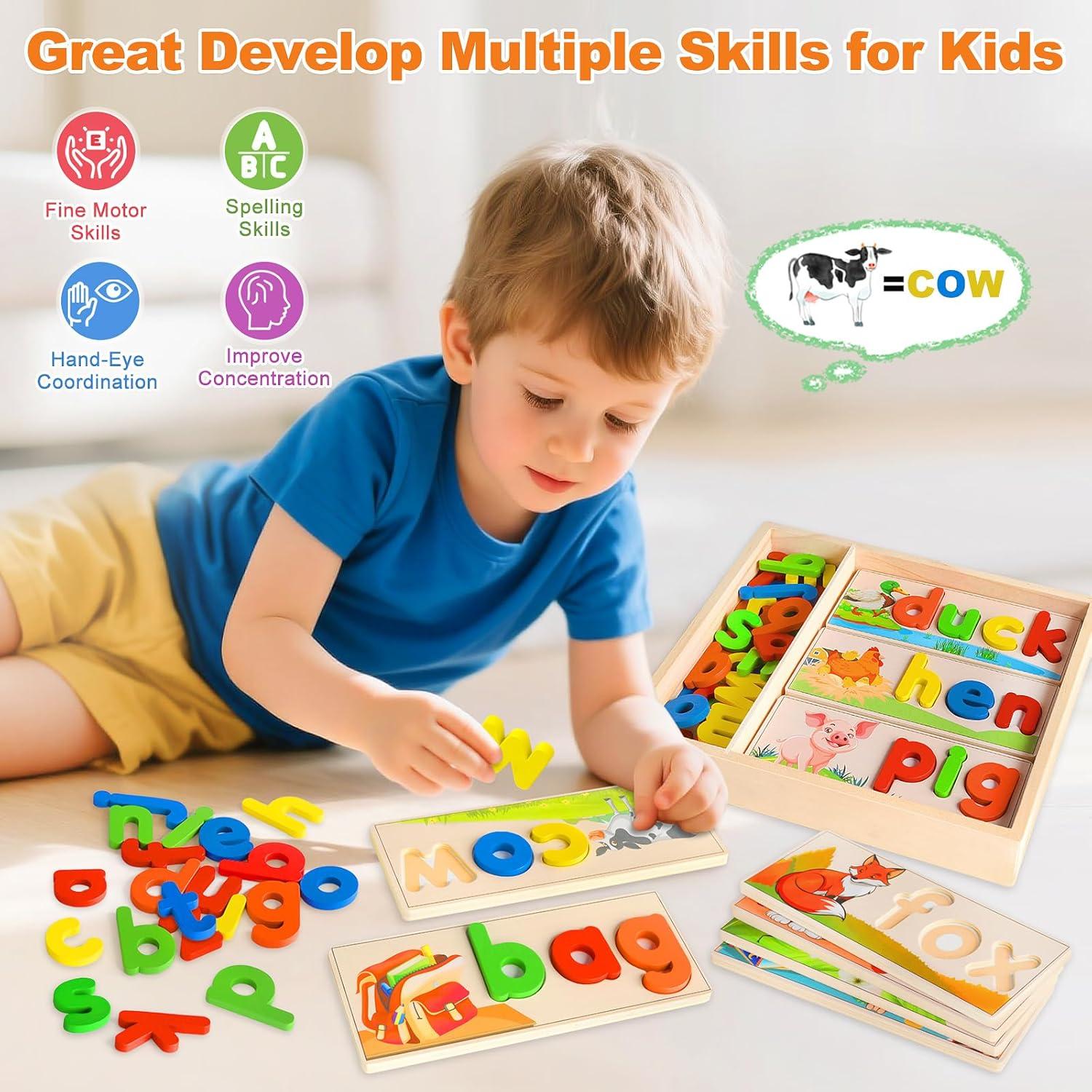 Juguete Educativo de Madera SANANT Alfabeto CVC para Niños 3-5 Años