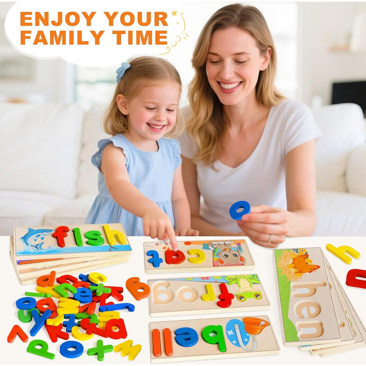 Juguete Educativo de Madera SANANT Alfabeto CVC para Niños 3-5 Años