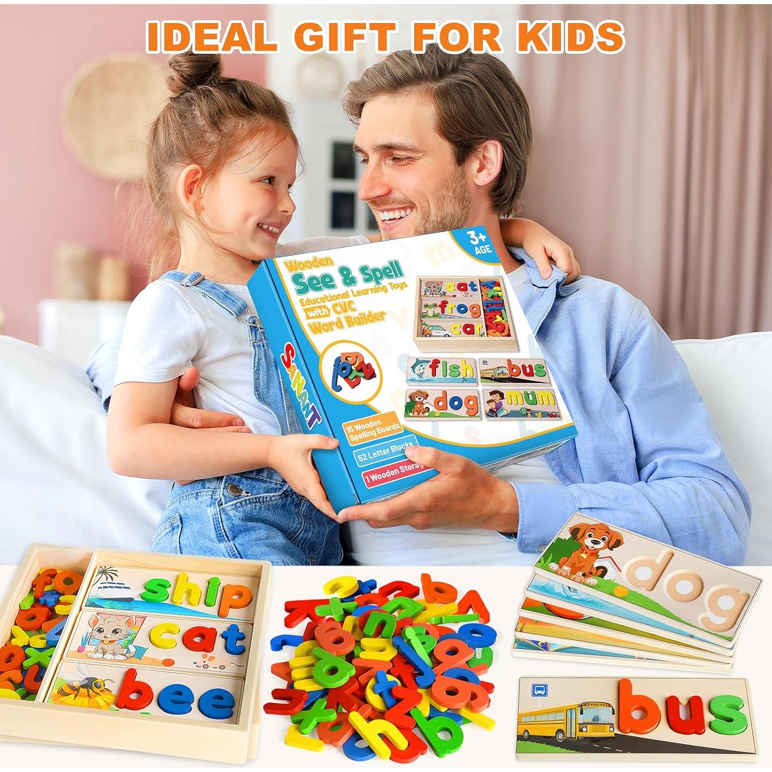 Juguete Educativo de Madera SANANT Alfabeto CVC para Niños 3-5 Años