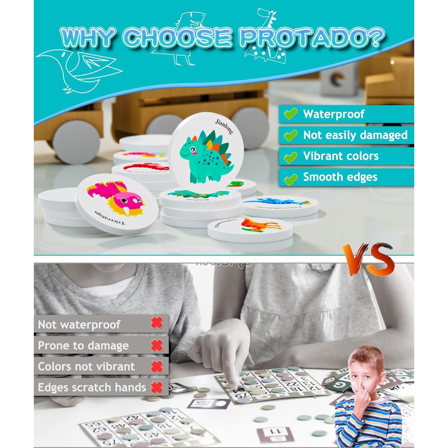 Juego de Memoria de Dinosaurios Protado - 24 Tarjetas de Madera