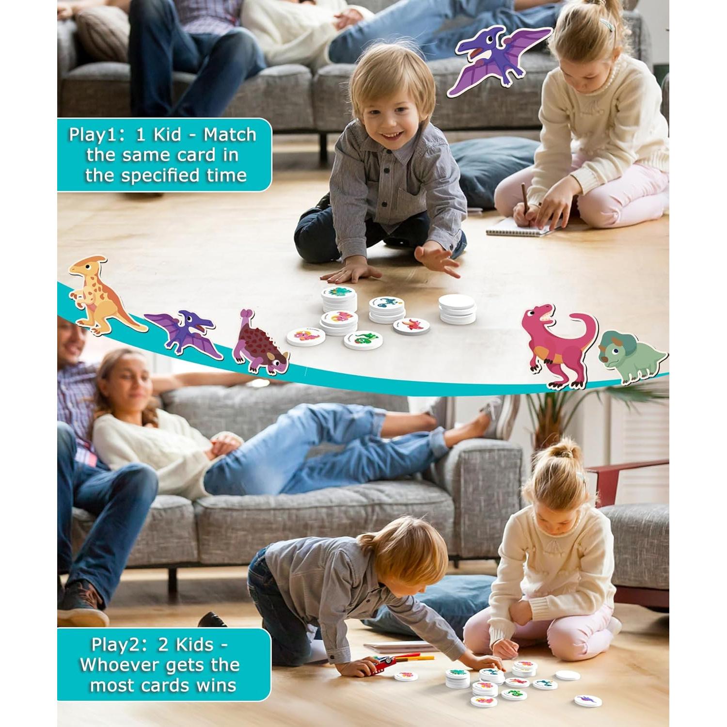 Juego de Memoria de Dinosaurios Protado - 24 Tarjetas de Madera