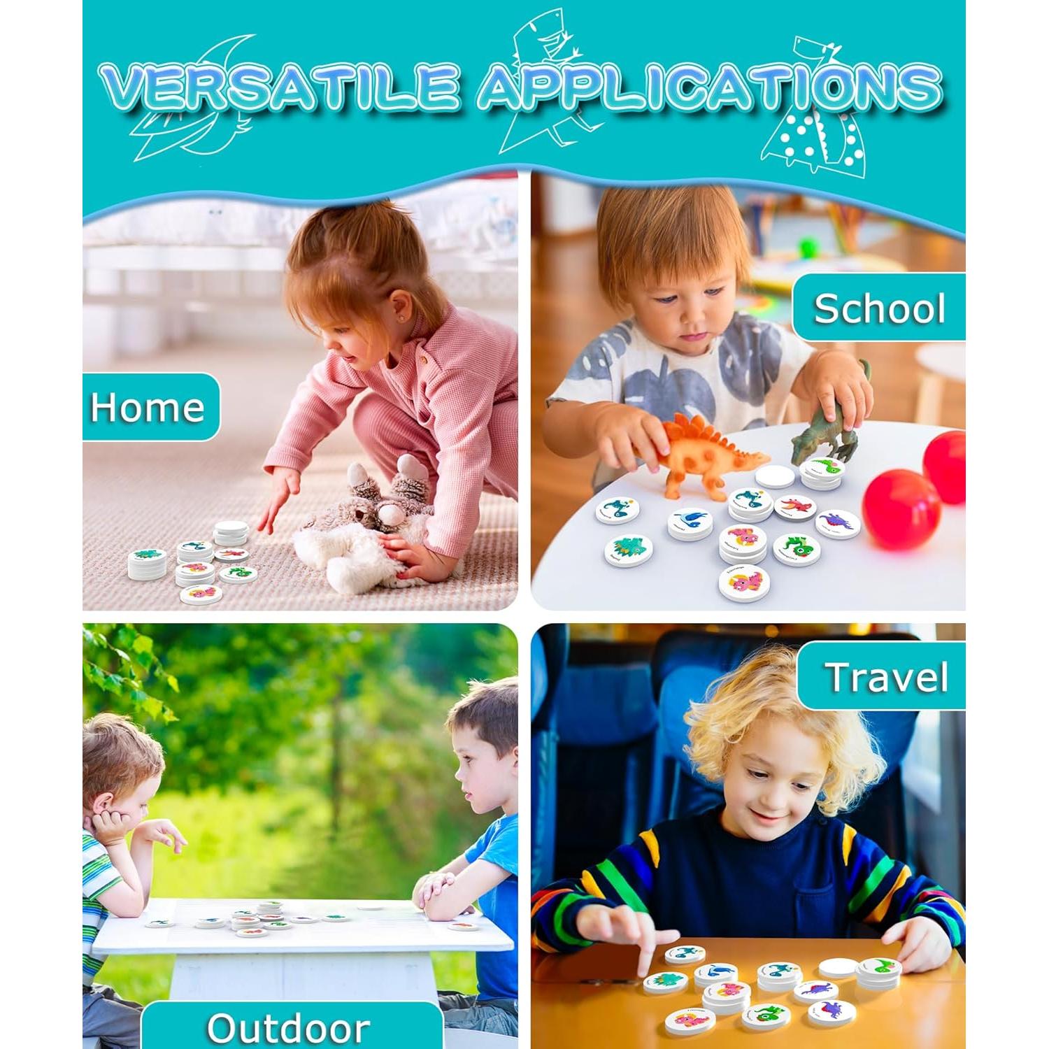 Juego de Memoria de Dinosaurios Protado - 24 Tarjetas de Madera