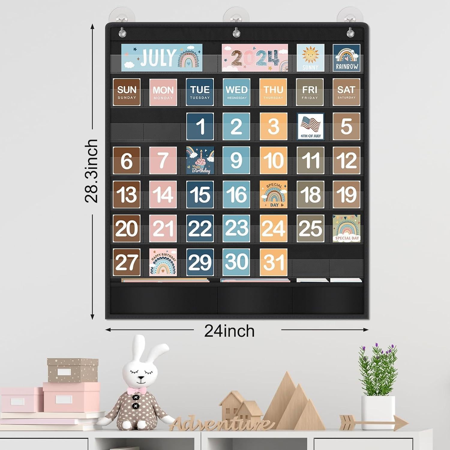 Calendario de Aula Boho con Gráfico de Bolsillo y 121 Tarjetas