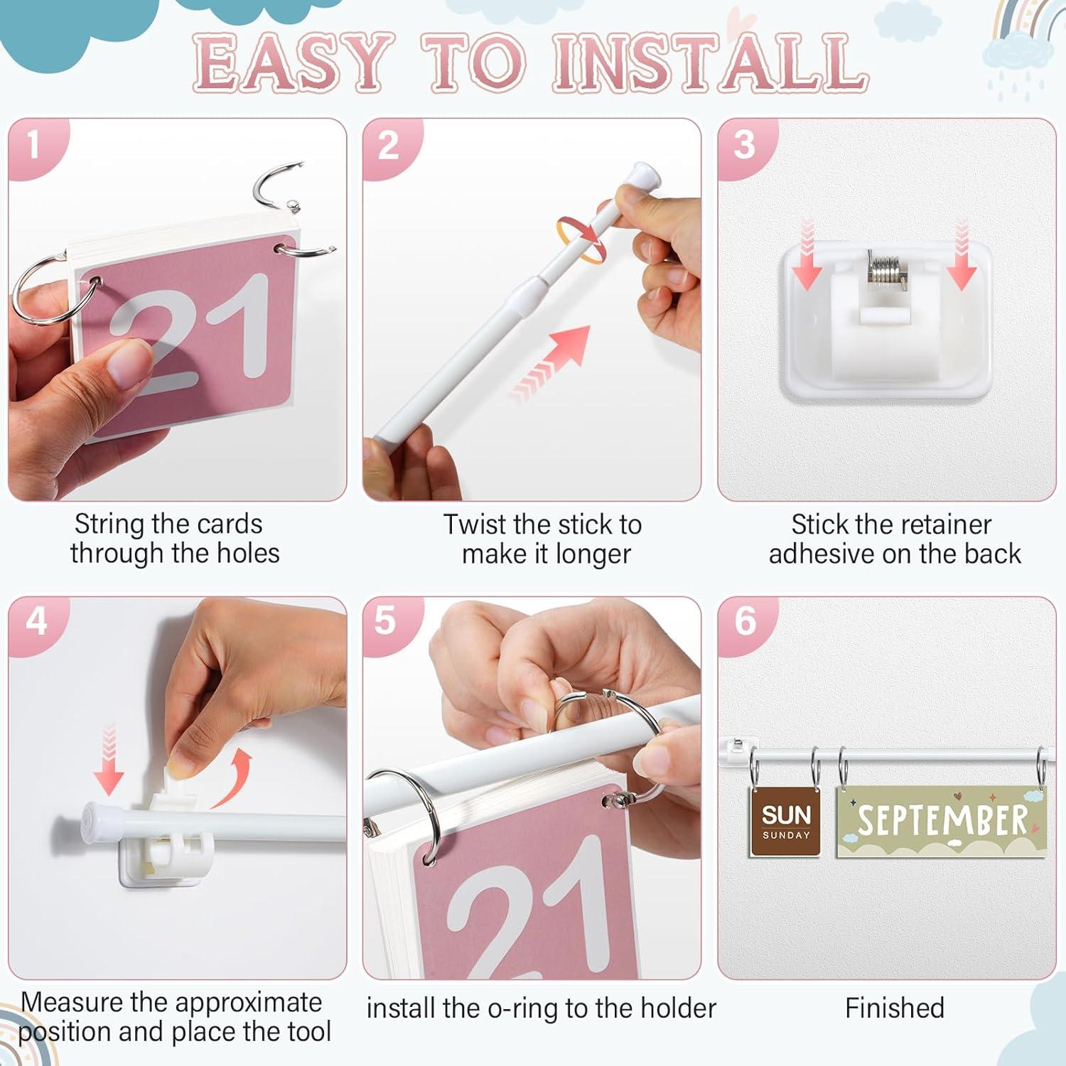 Calendario de Aula Boho con Gráfico de Bolsillo y 121 Tarjetas