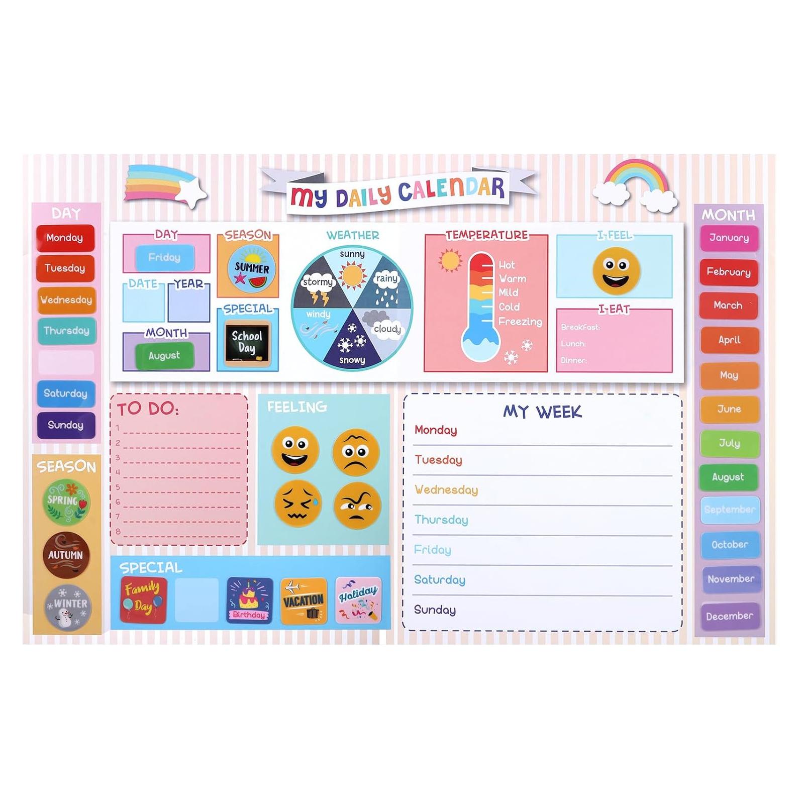 Calendario Diario Infantil Lyuzecheean 38x58.9 cm Interactivo