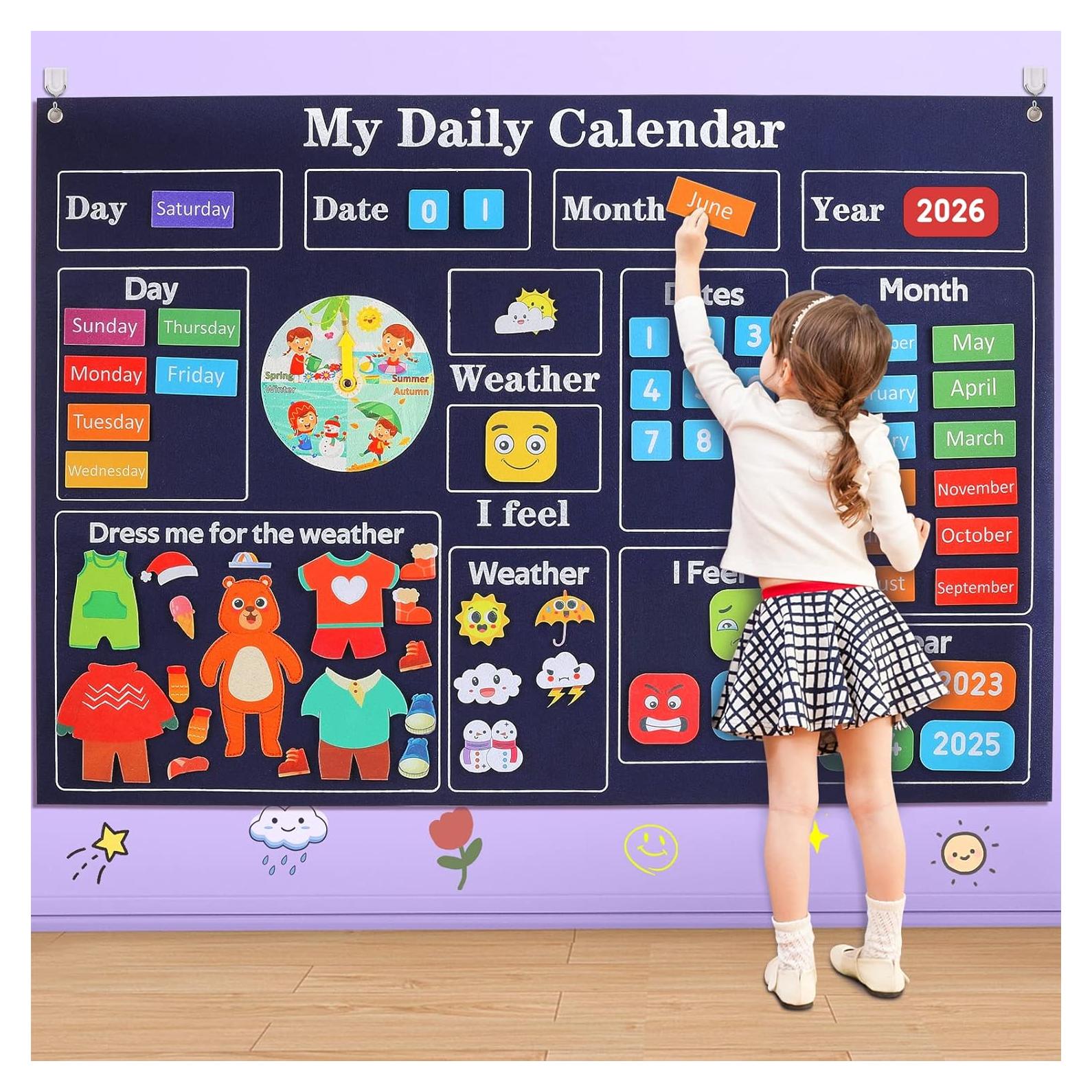 Calendario Diario de Fieltro Coosilion 1.0m para Aula Preescolar