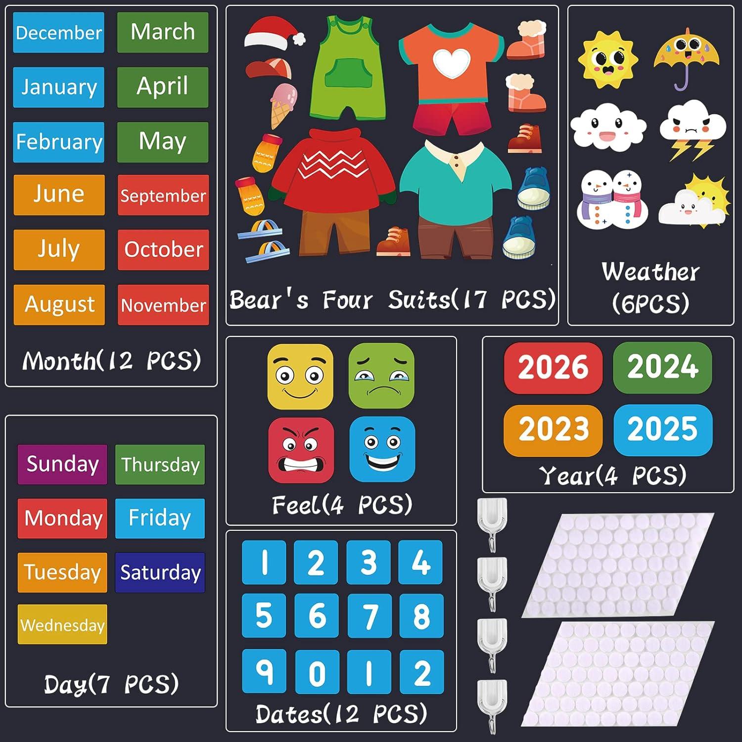Calendario Diario de Fieltro Coosilion 1.0m para Aula Preescolar