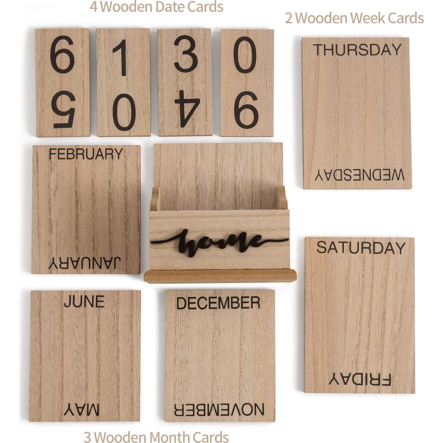 Calendario de Bloque de Madera Aovdy para Escritorio 11.43x15.24cm