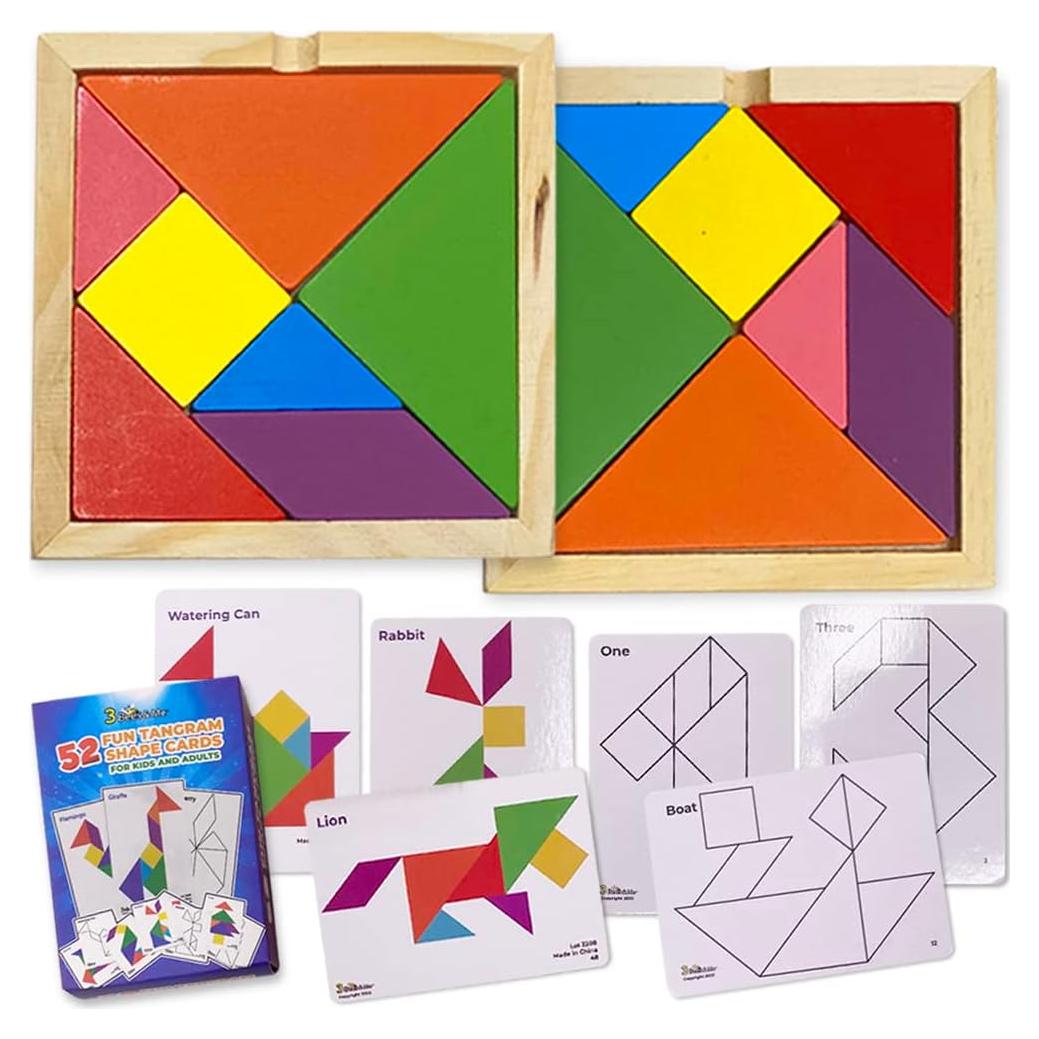 Juguete de Rompecabezas Tangram de Madera 3 Bees & Me - 104 Patrones