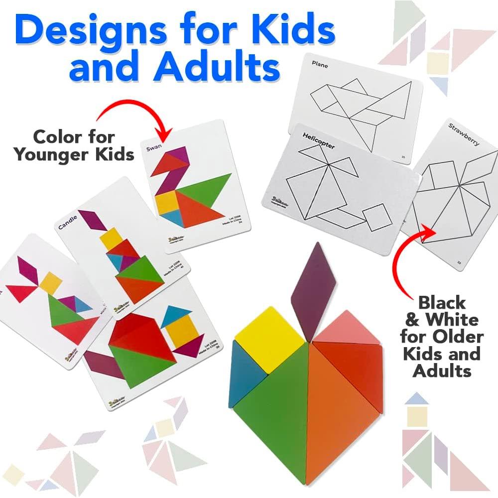 Juguete de Rompecabezas Tangram de Madera 3 Bees & Me - 104 Patrones