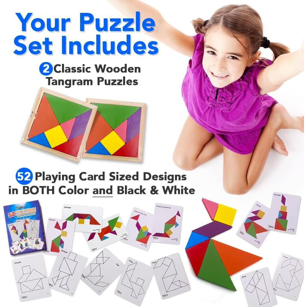 Juguete de Rompecabezas Tangram de Madera 3 Bees & Me - 104 Patrones