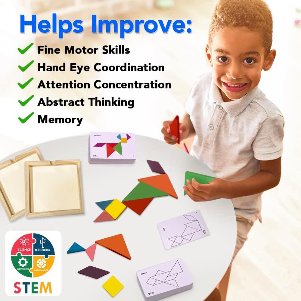 Juguete de Rompecabezas Tangram de Madera 3 Bees & Me - 104 Patrones