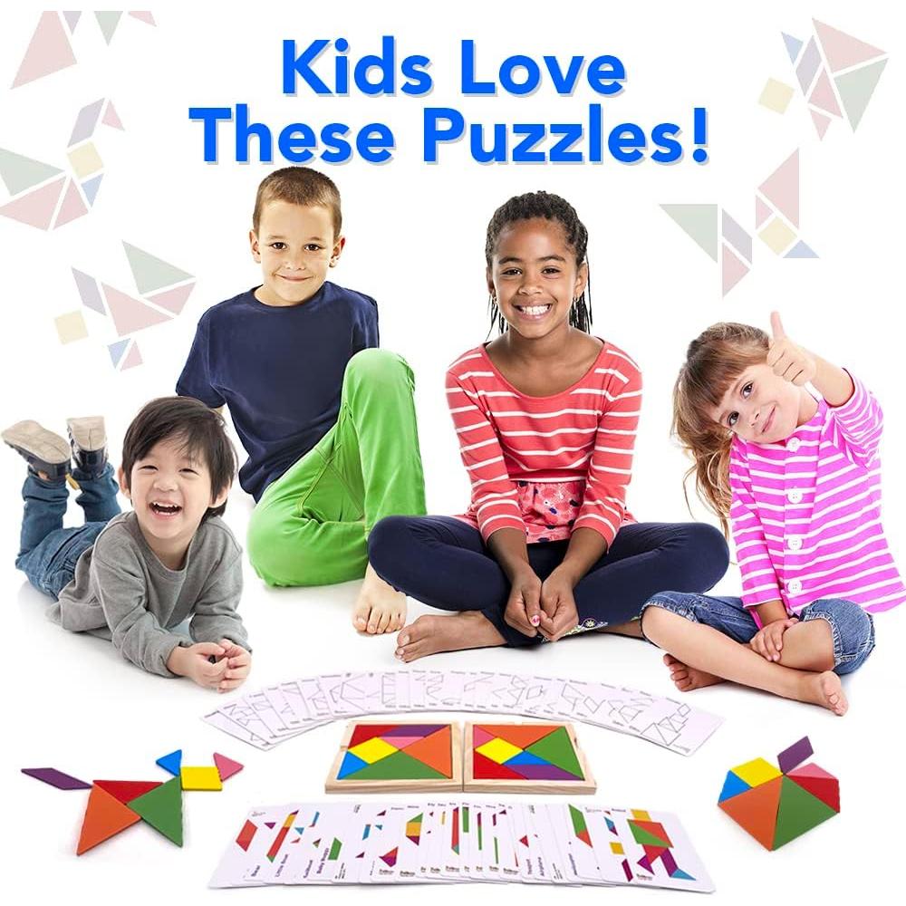 Juguete de Rompecabezas Tangram de Madera 3 Bees & Me - 104 Patrones