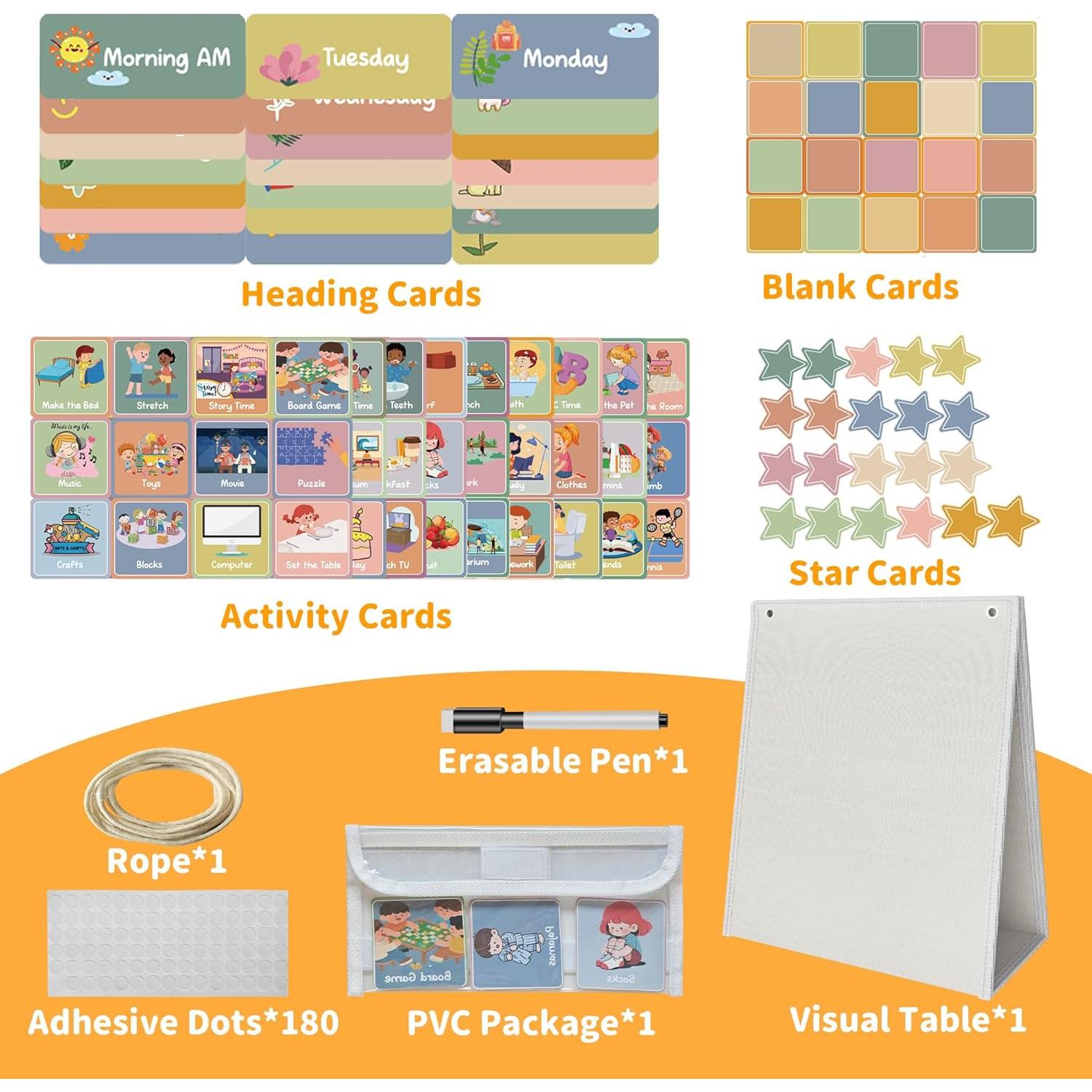 Horario Visual para Niños Yoink - 174 Tarjetas y Tablero