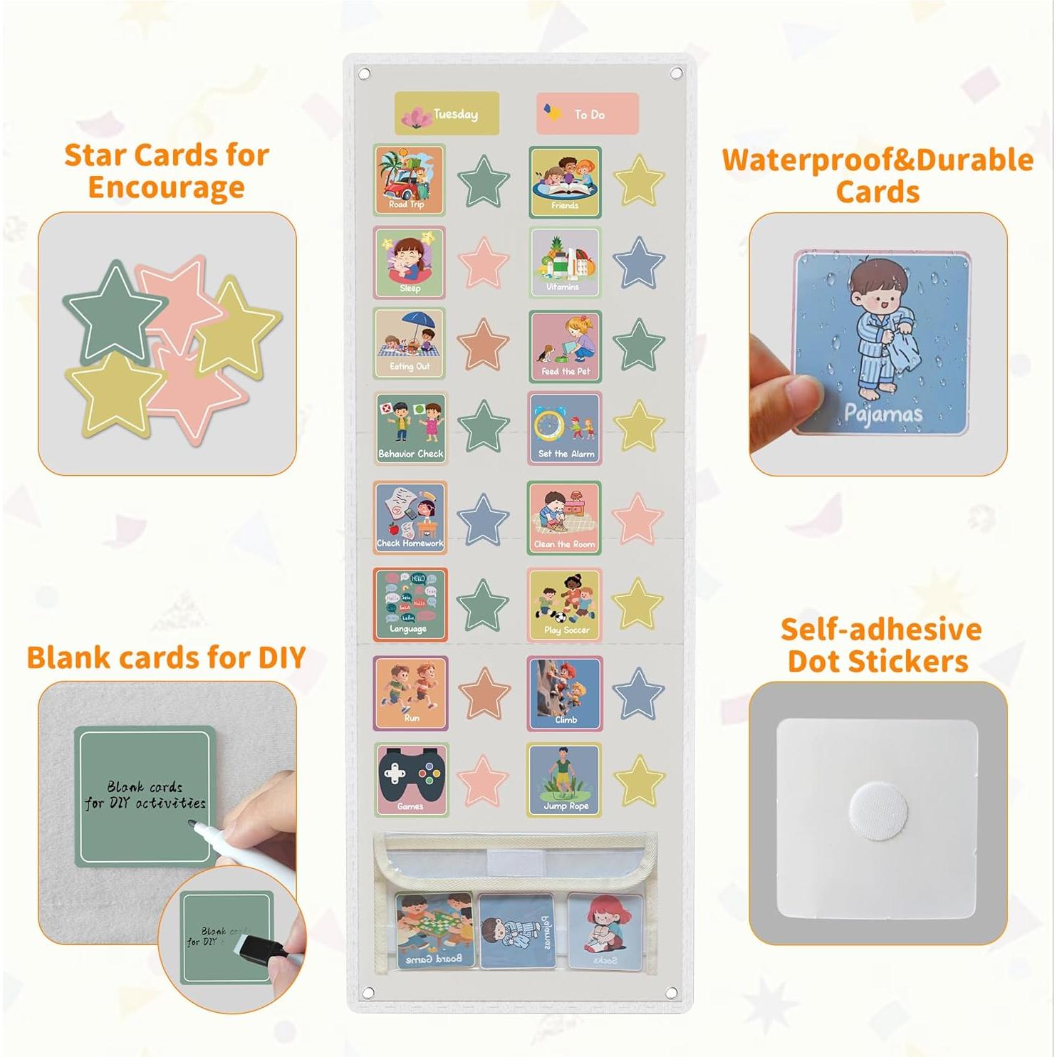 Horario Visual para Niños Yoink - 174 Tarjetas y Tablero