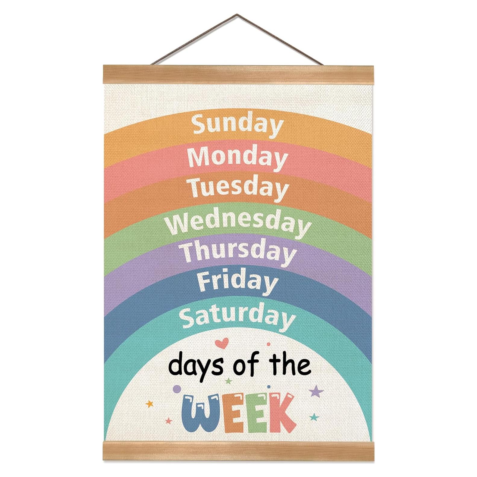 Póster Educativo Días de la Semana ZTGDA 30x40 cm Arcoíris