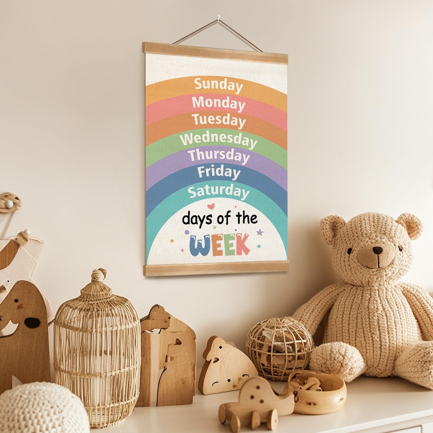 Póster Educativo Días de la Semana ZTGDA 30x40 cm Arcoíris