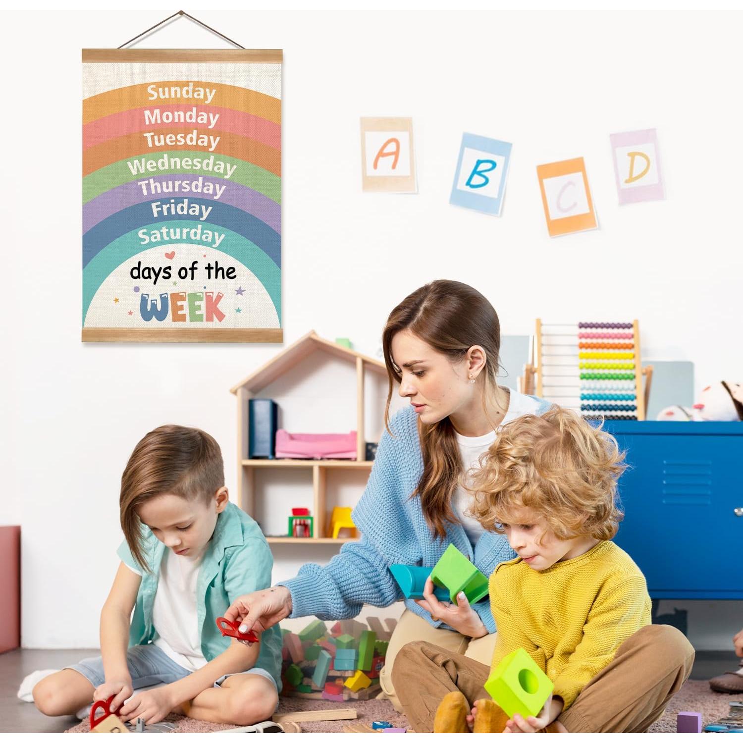 Póster Educativo Días de la Semana ZTGDA 30x40 cm Arcoíris