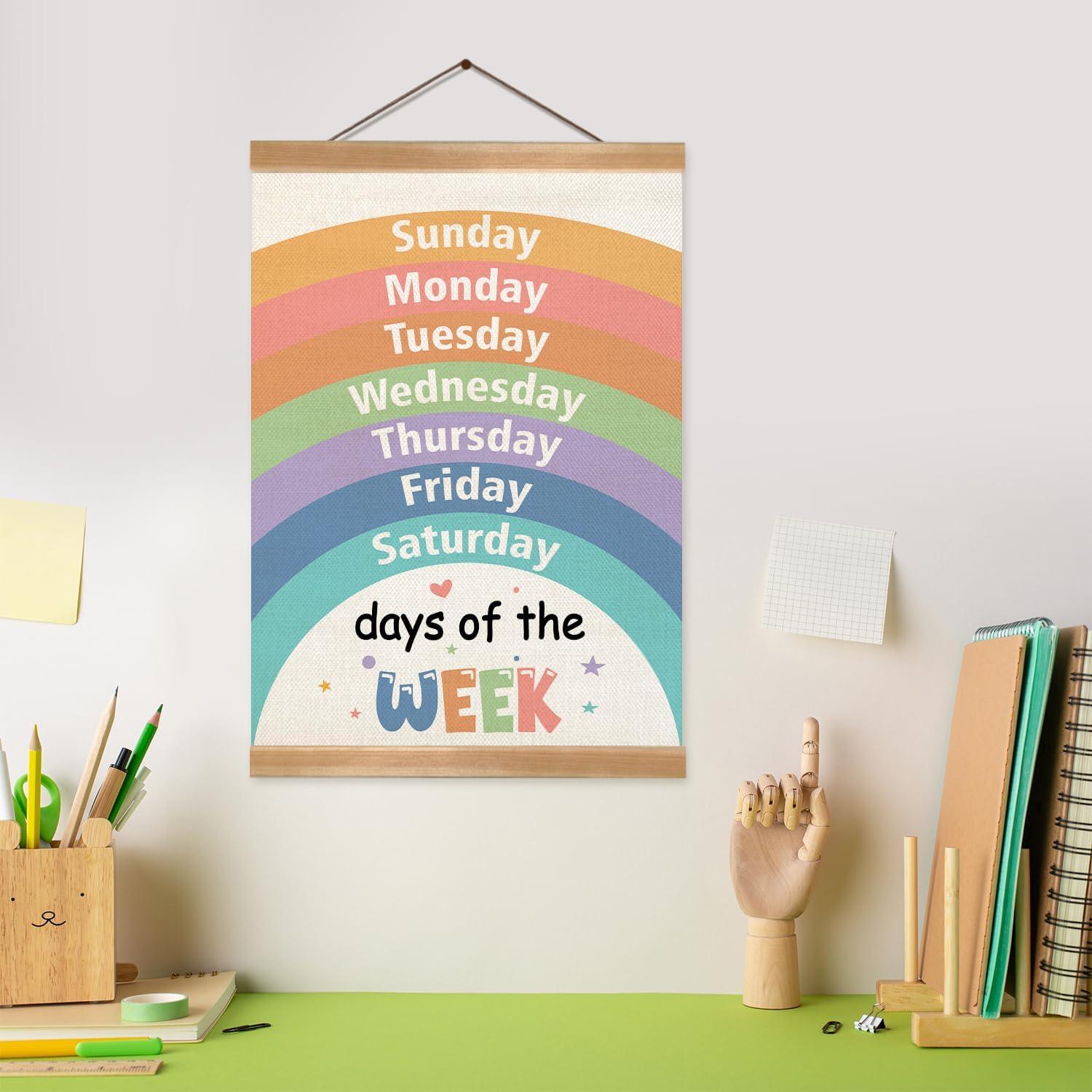 Póster Educativo Días de la Semana ZTGDA 30x40 cm Arcoíris
