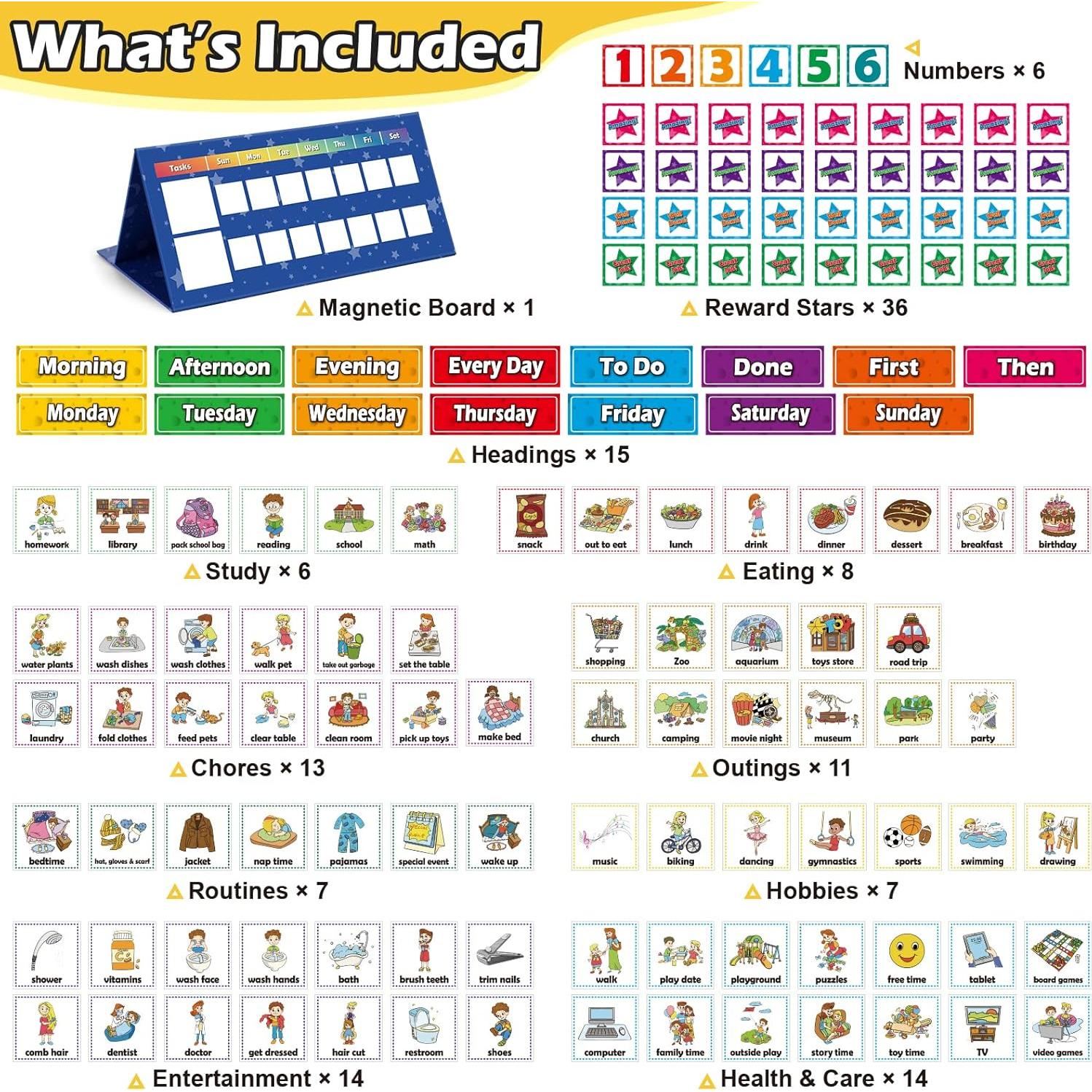 Tabla Magnética de Horario Visual Aizweb para Niños 32x45cm