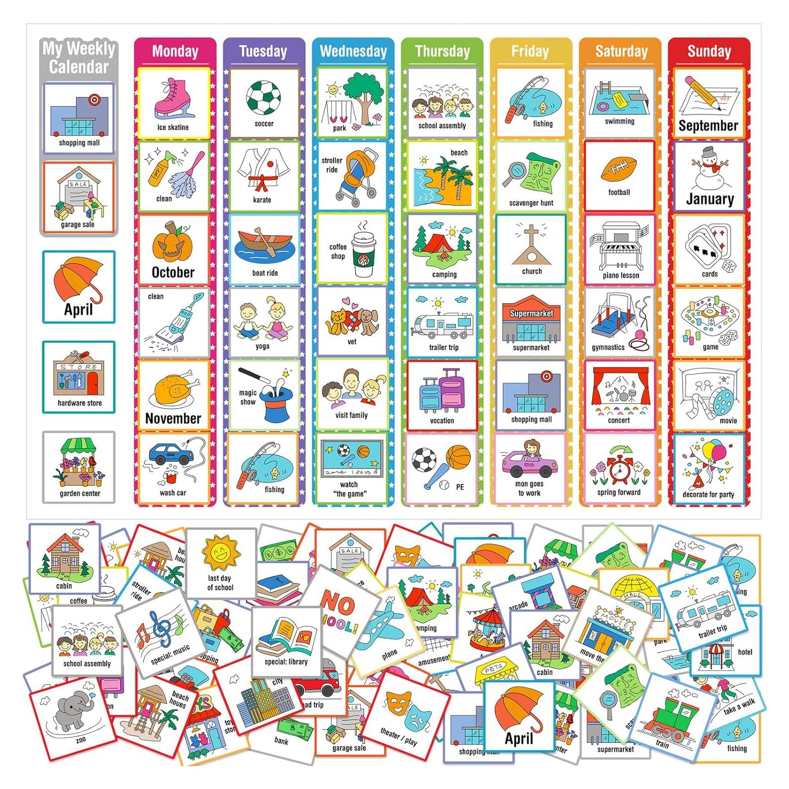 264 Tarjetas de Horario Visual Geyee para Niños - Rutina Diaria