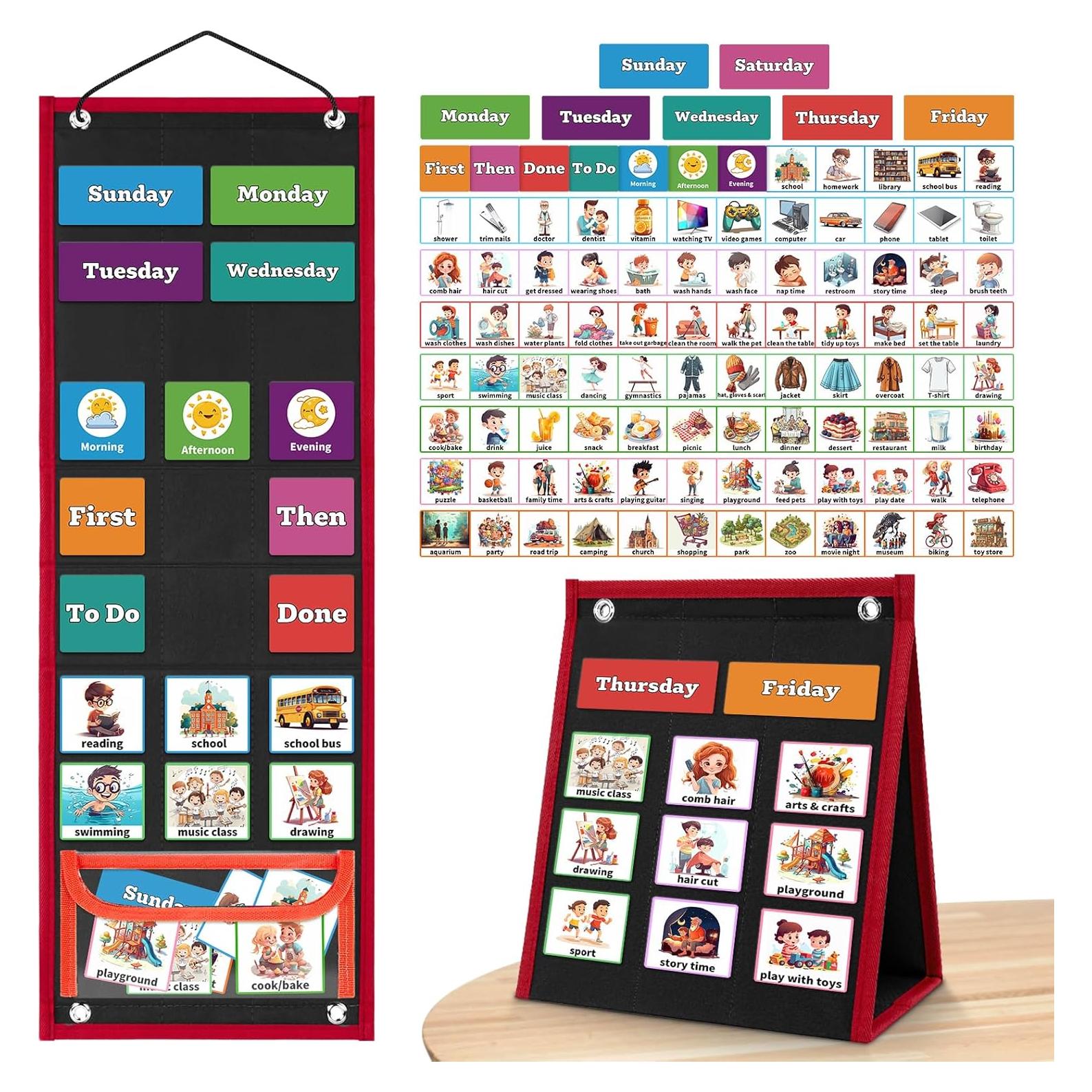 Tablero de Horario Visual PITCOTT para Niños - 103 Cartas