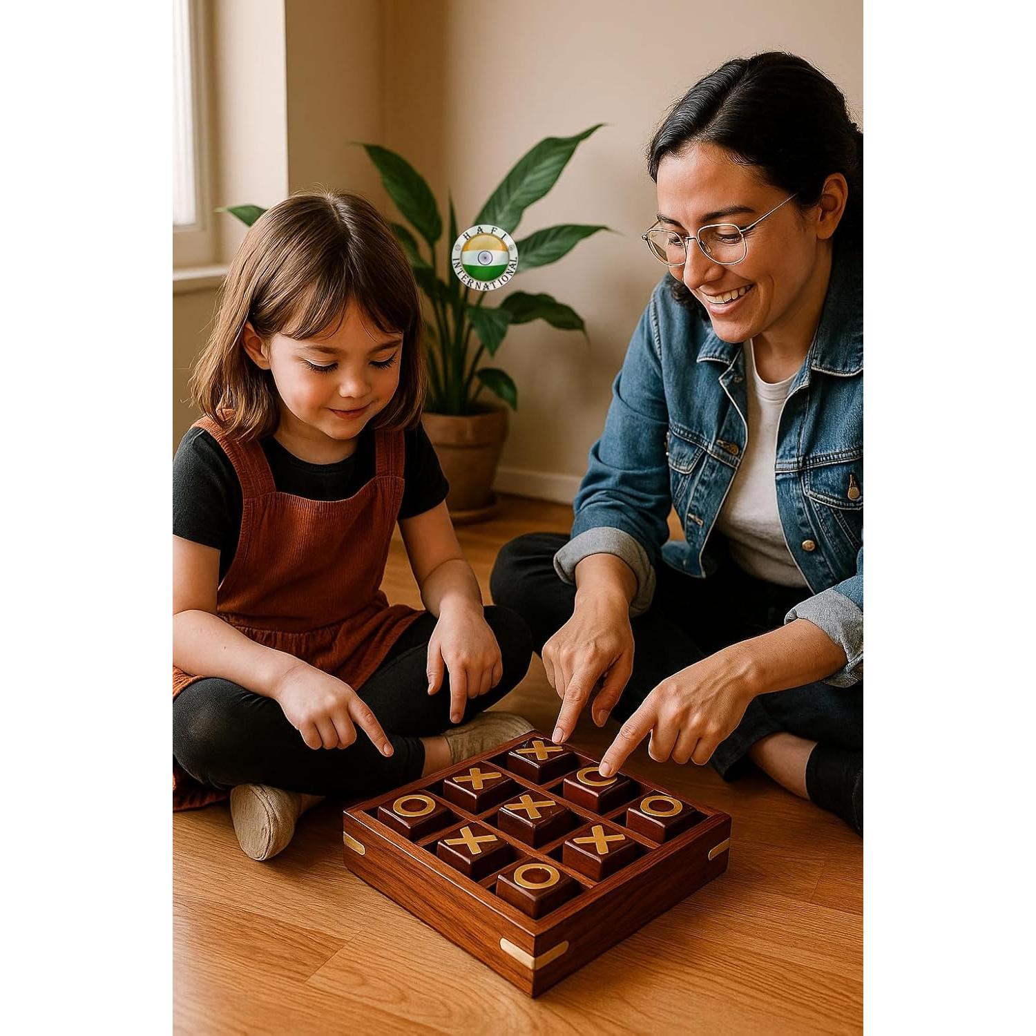 Juego de Mesa Tic Tac Toe de Madera Hafi - 13 cm x 13 cm