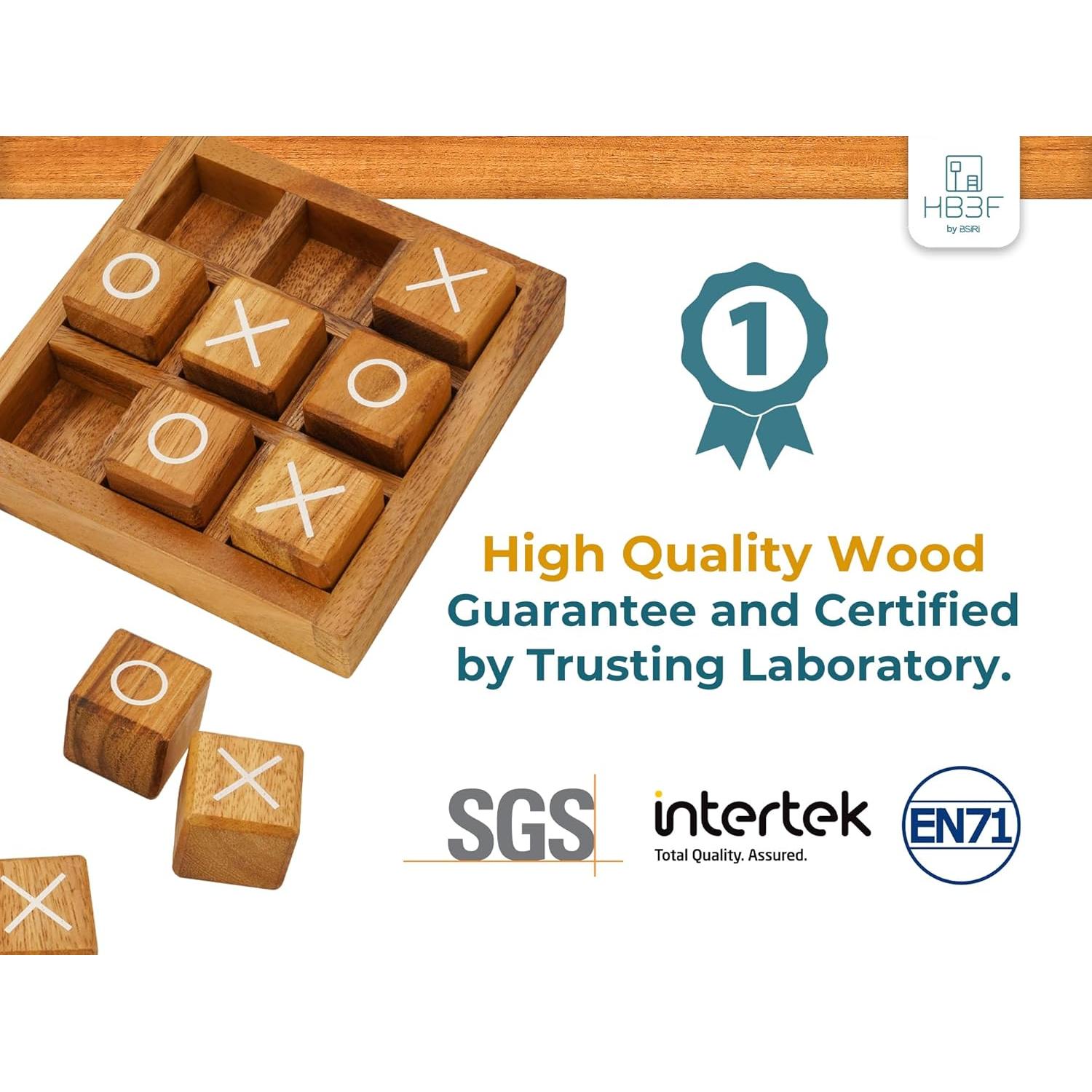 Juego de Madera BSIRI Tic Tac Toe y Conecta 4 Grande