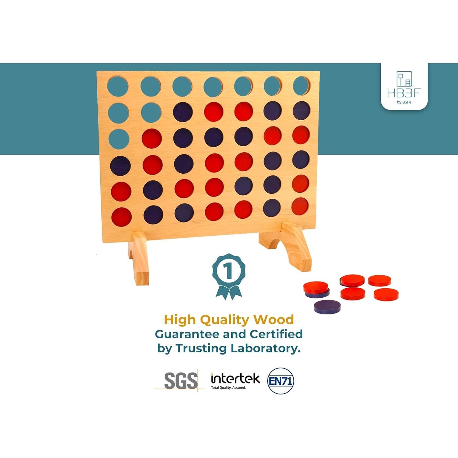 Juego de Madera BSIRI Tic Tac Toe y Conecta 4 Grande
