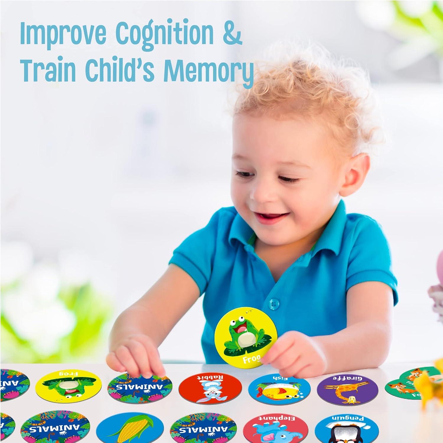 Juego de Memoria SpriteGru 72 PCS Tarjetas de Animales 36 Pares