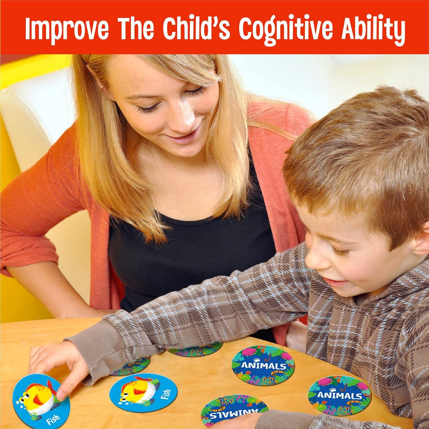 Juego de Memoria SpriteGru 72 PCS Tarjetas de Animales 36 Pares