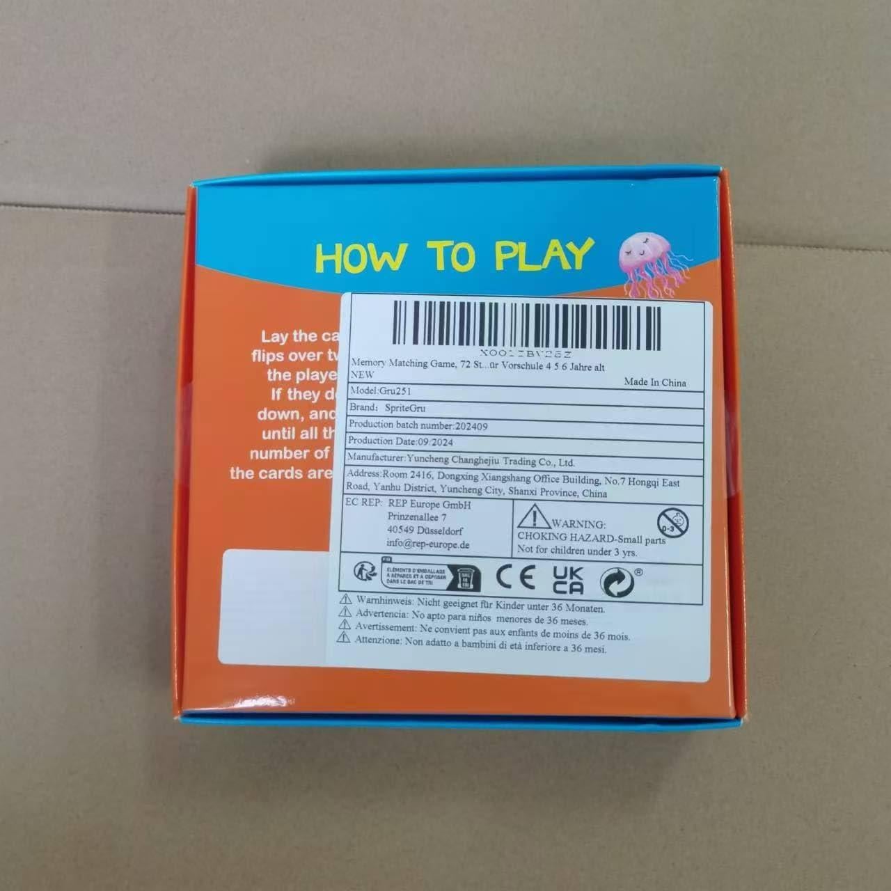 Juego de Memoria SpriteGru 72 PCS Tarjetas de Animales 36 Pares