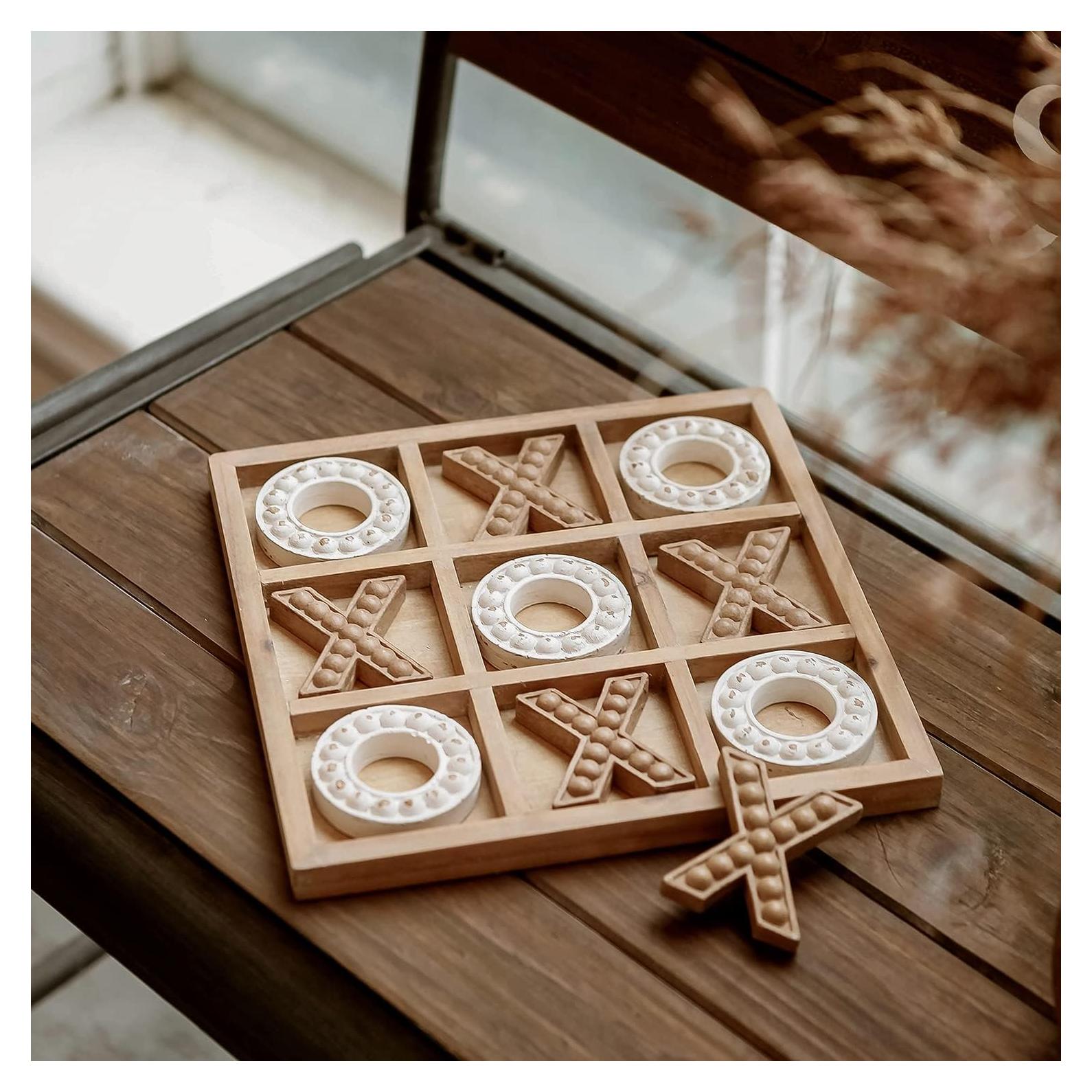 Juego de Tres en Raya NIKKY HOME de Madera Rústica 27 cm