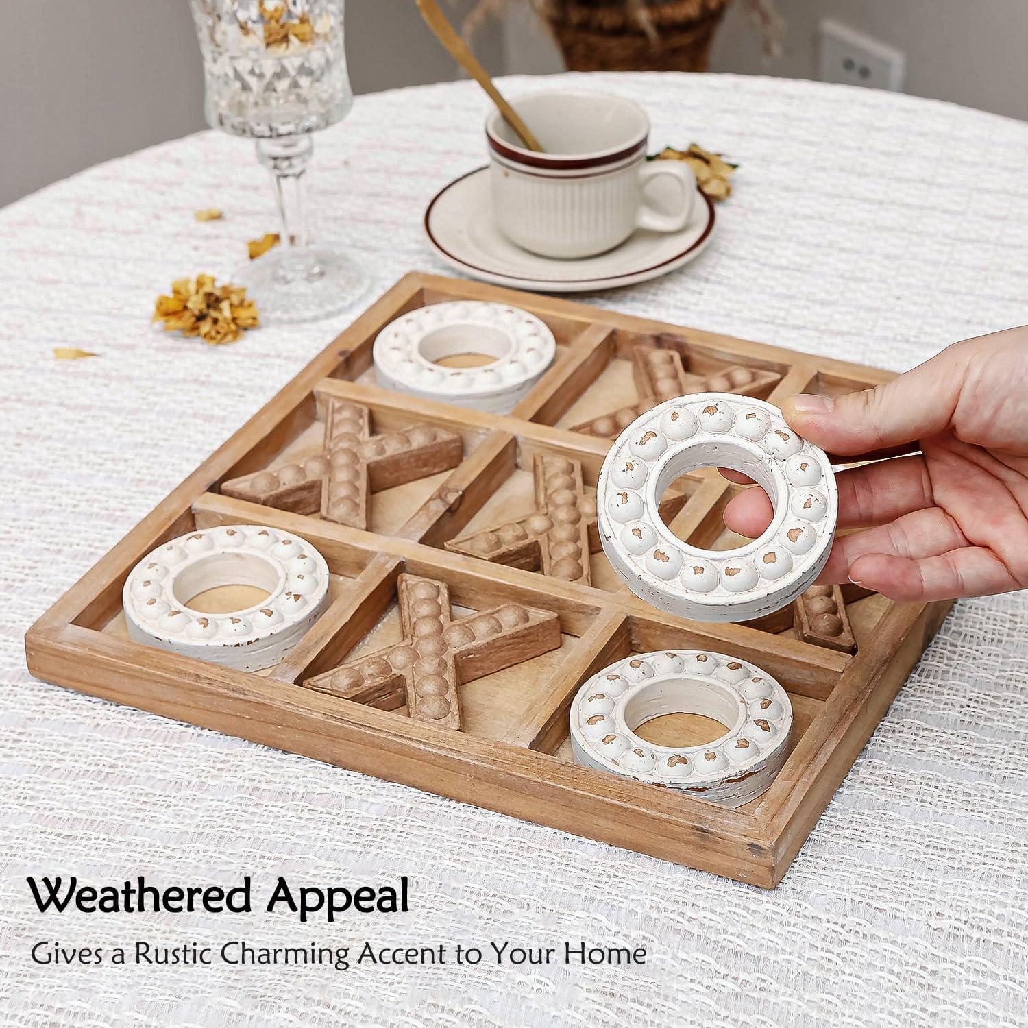 Juego de Tres en Raya NIKKY HOME de Madera Rústica 27 cm