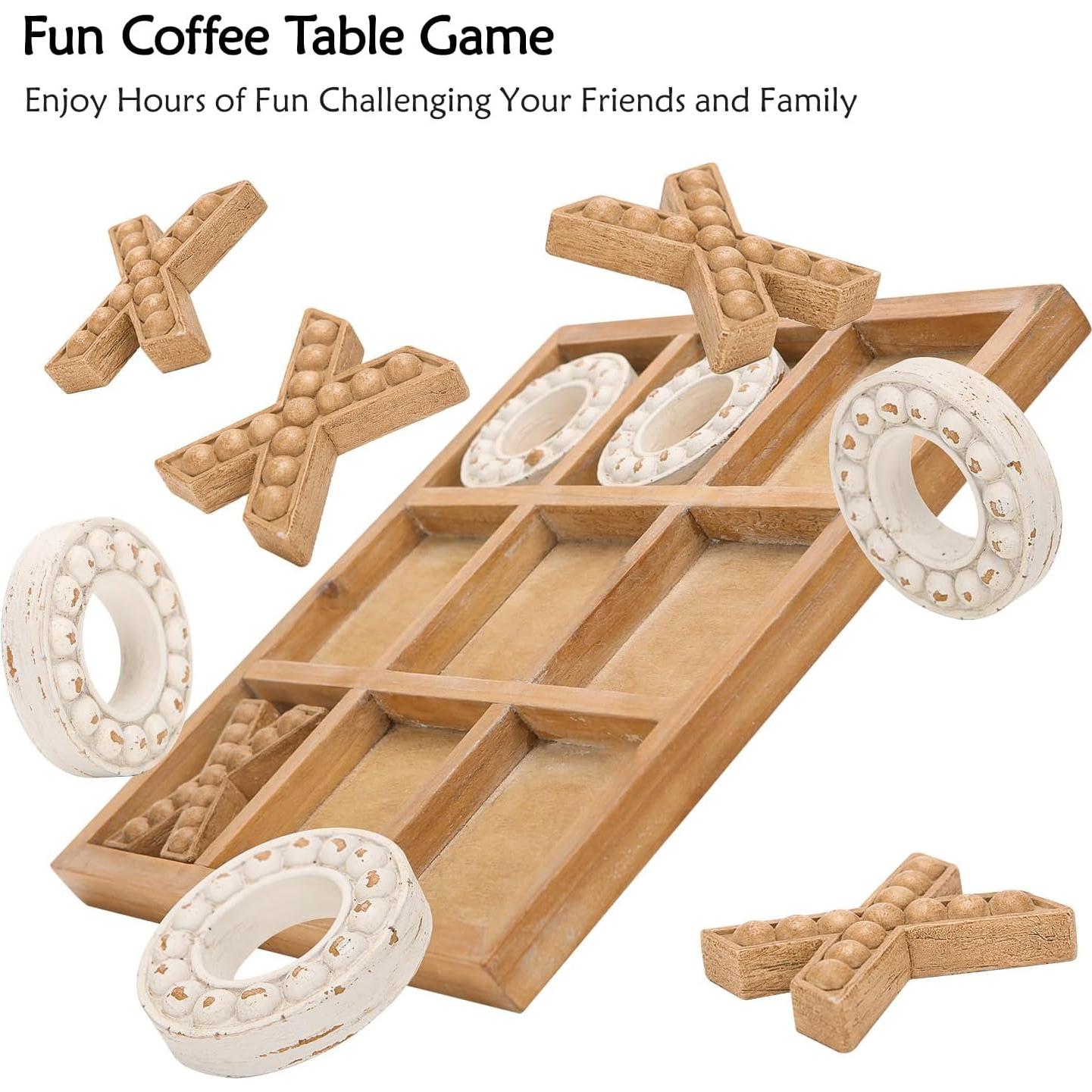 Juego de Tres en Raya NIKKY HOME de Madera Rústica 27 cm