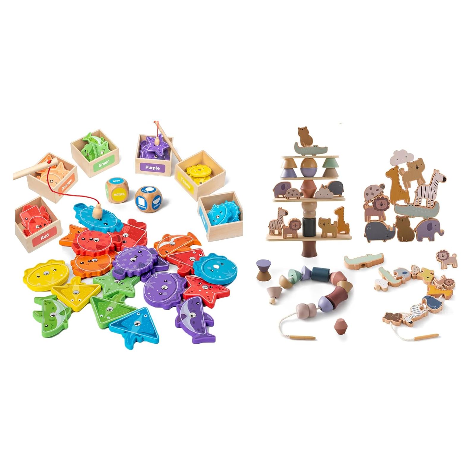 Juego de Pesca Magnético de Madera Smartwo para Niños