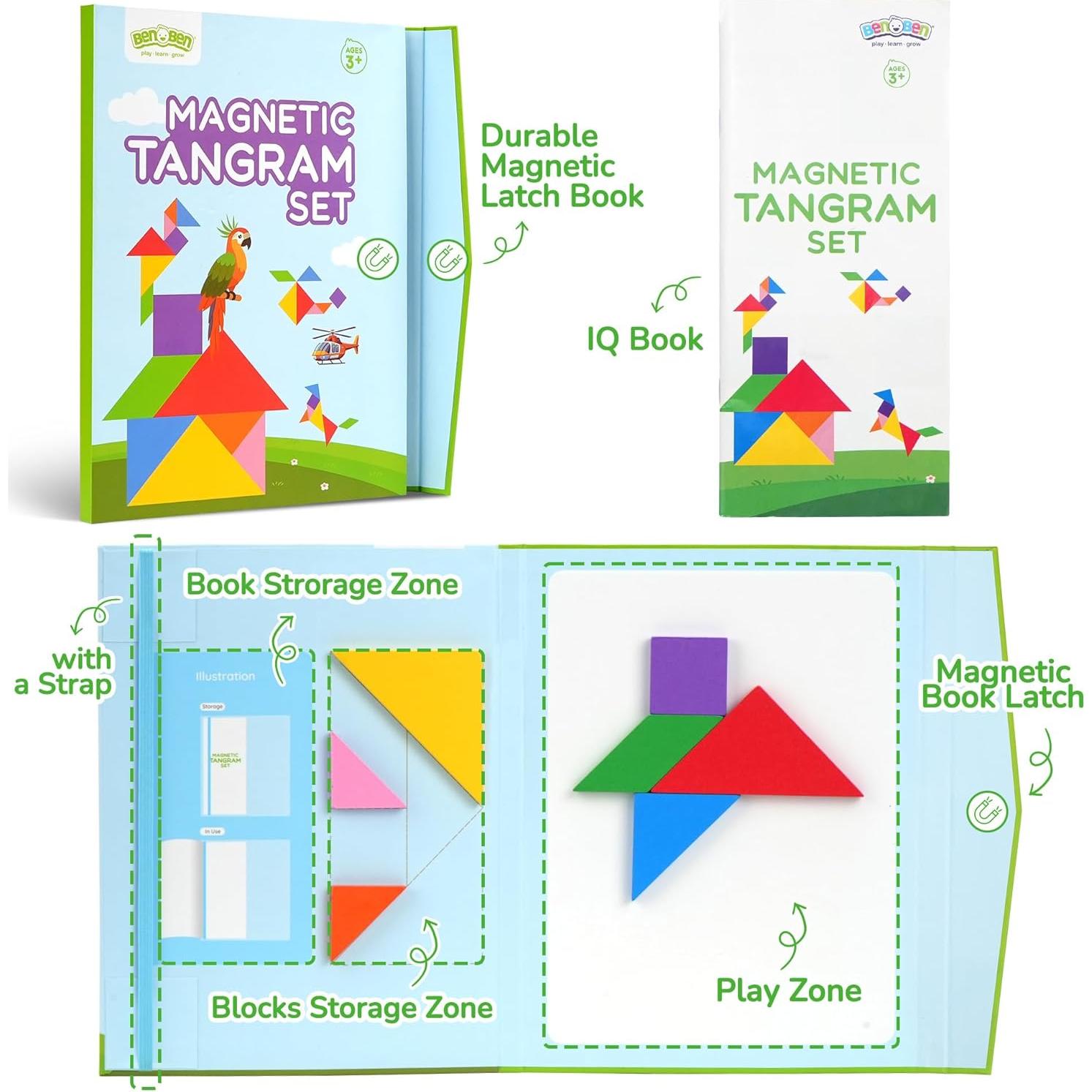 Rompecabezas Tangram Magnético BenBen 18.4x25.4 cm para Viaje