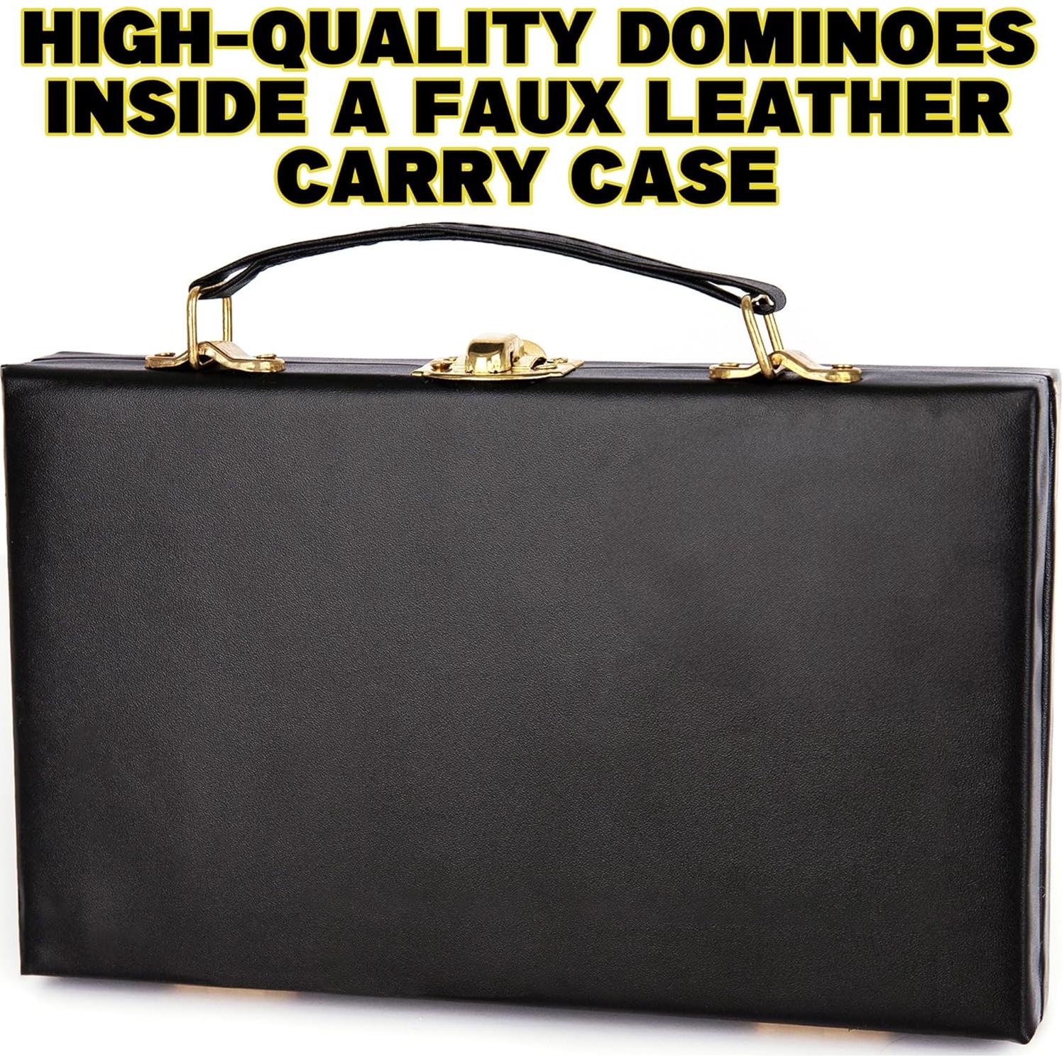 Juego de Dominó Doble Seis Gamie en Estuche de Cuero Sintético