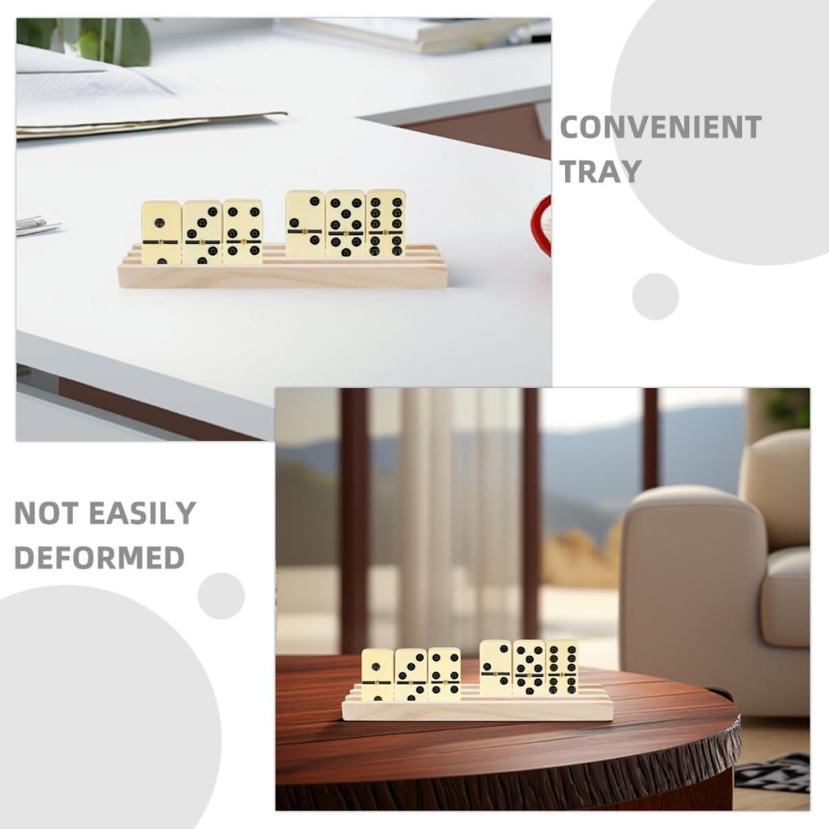 Bandejas de Dominó de Madera YARNOW 2pcs Antideslizante