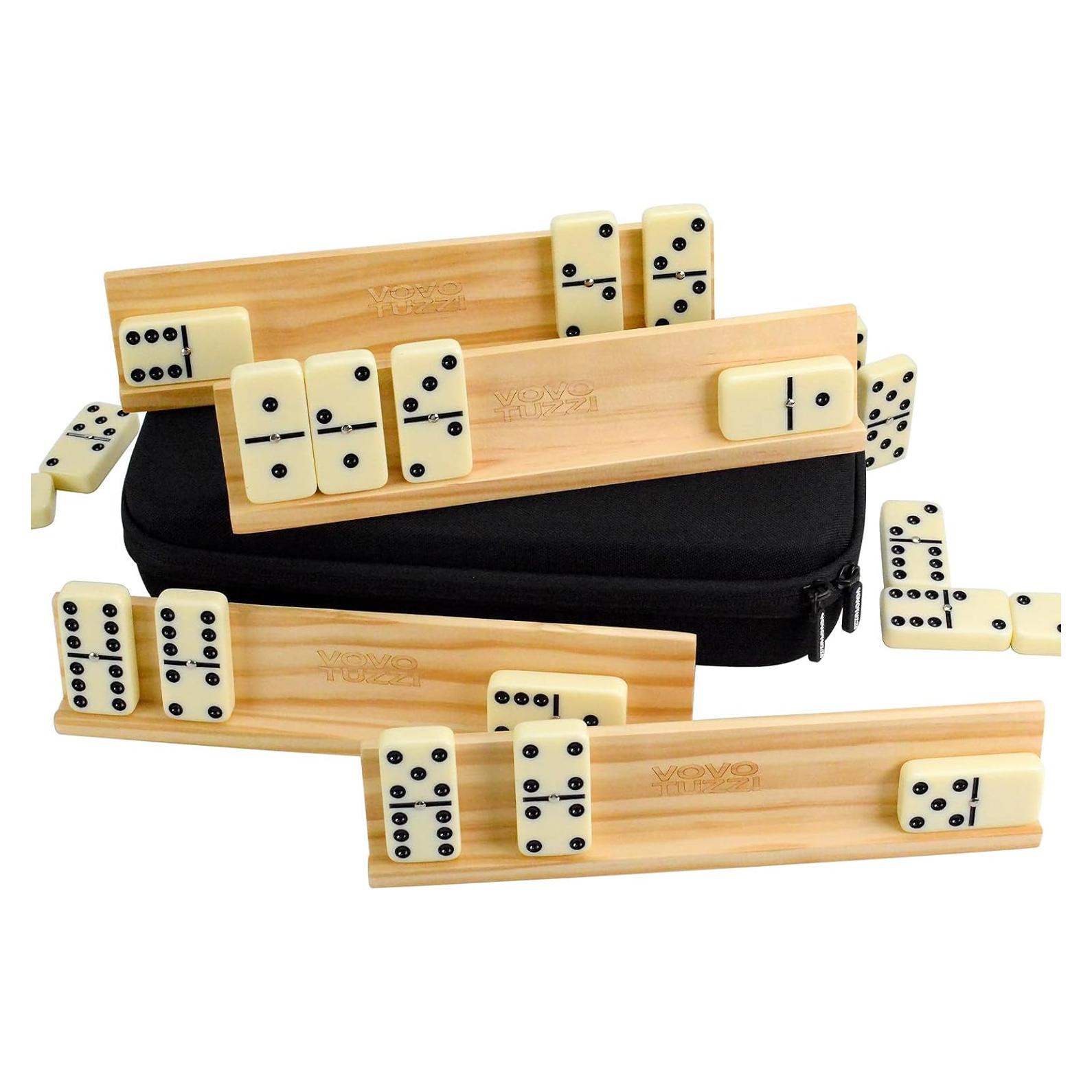 Juego de Dominó Doble 6 Vovotuzzi con 4 Soportes de Madera