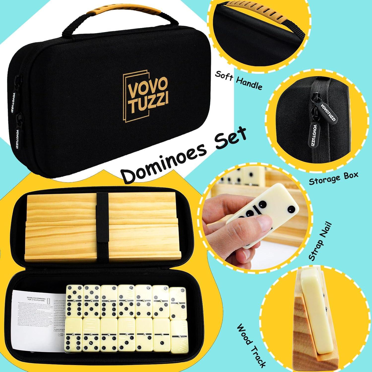 Juego de Dominó Doble 6 Vovotuzzi con 4 Soportes de Madera