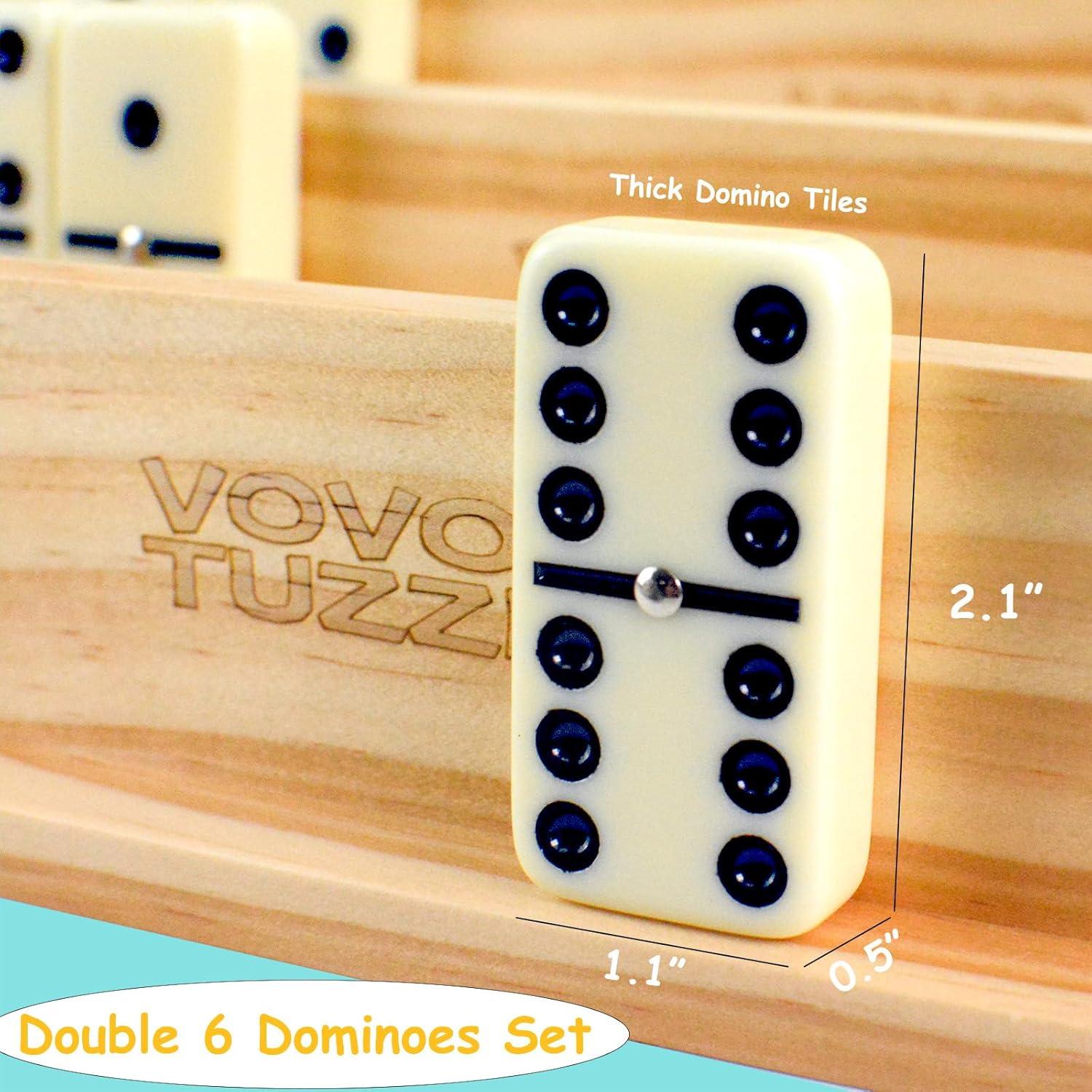 Juego de Dominó Doble 6 Vovotuzzi con 4 Soportes de Madera