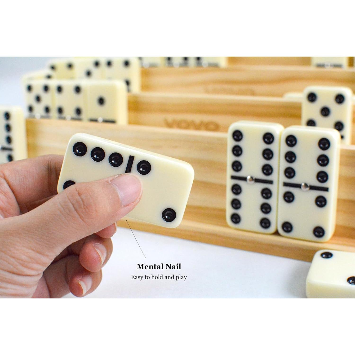 Juego de Dominó Doble 6 Vovotuzzi con 4 Soportes de Madera