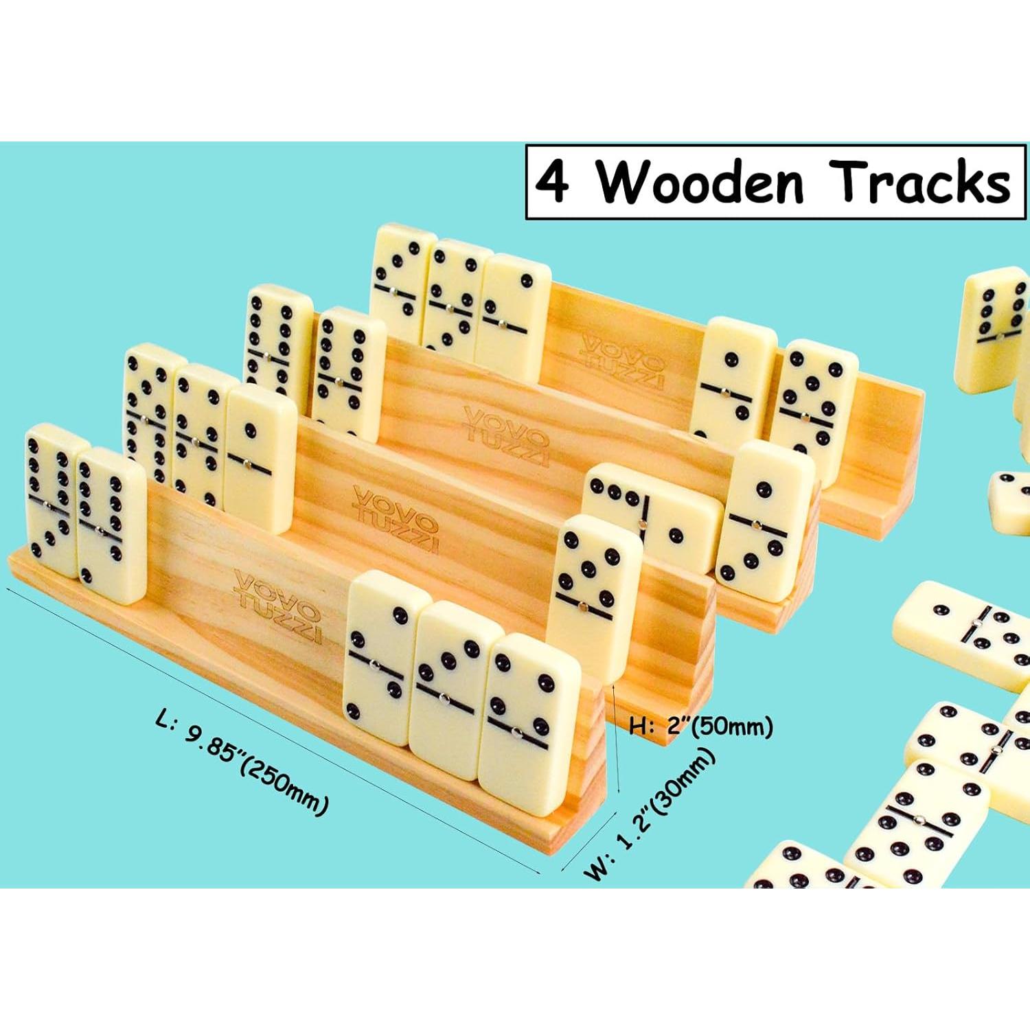 Juego de Dominó Doble 6 Vovotuzzi con 4 Soportes de Madera