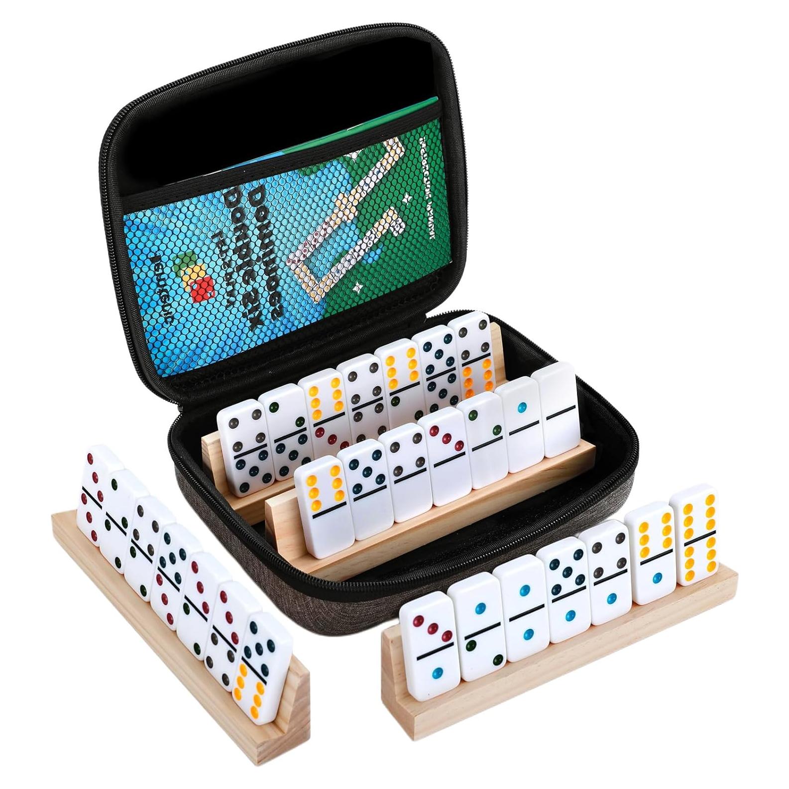 Dominó Mejorado Doble 6 Demteric 28 Fichas 4 Soportes Madera