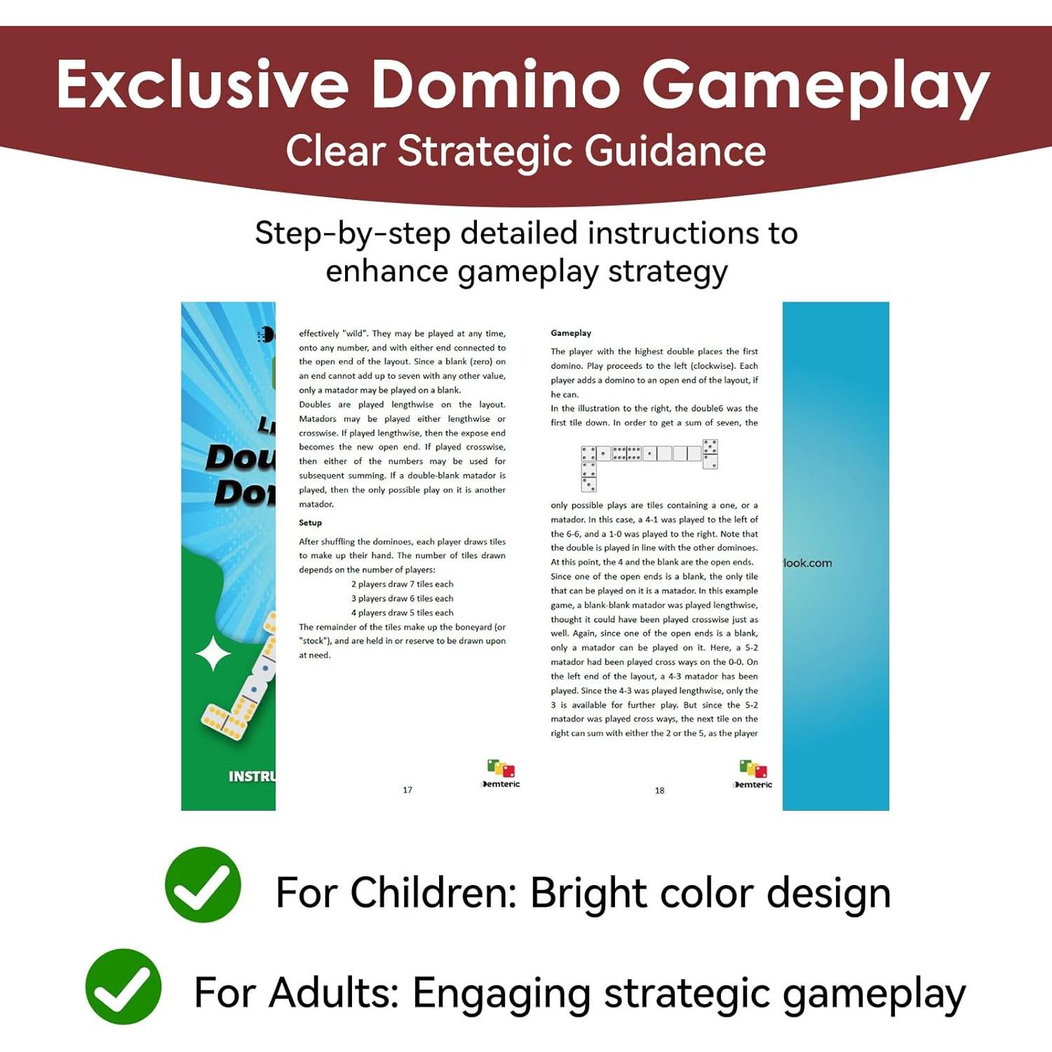 Dominó Mejorado Doble 6 Demteric 28 Fichas 4 Soportes Madera