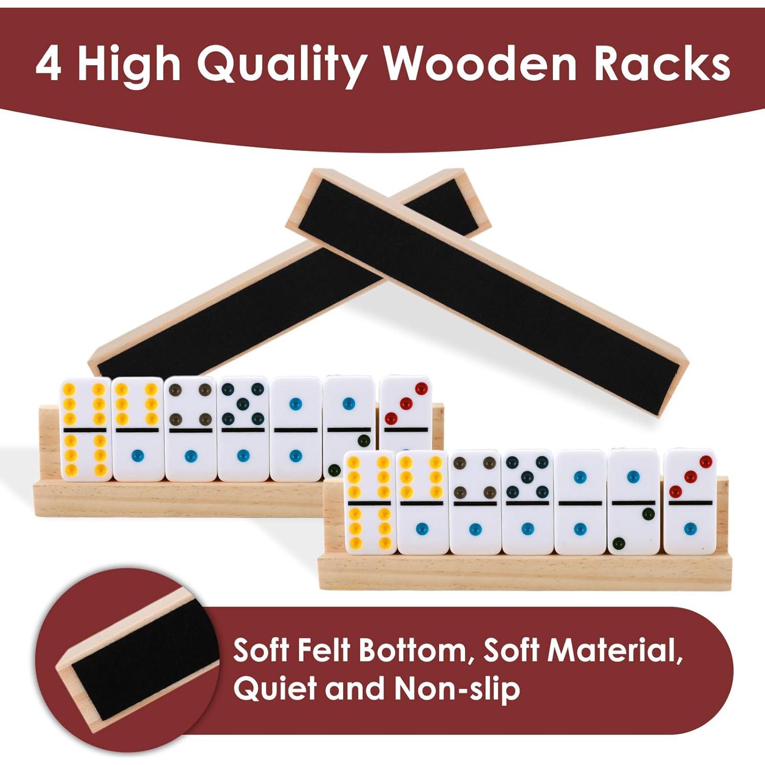 Dominó Mejorado Doble 6 Demteric 28 Fichas 4 Soportes Madera