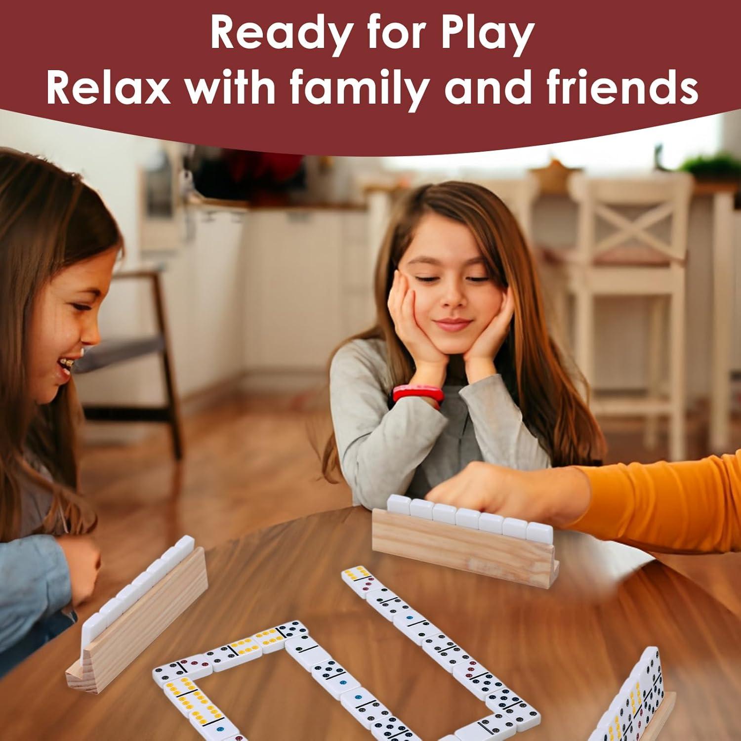 Dominó Mejorado Doble 6 Demteric 28 Fichas 4 Soportes Madera