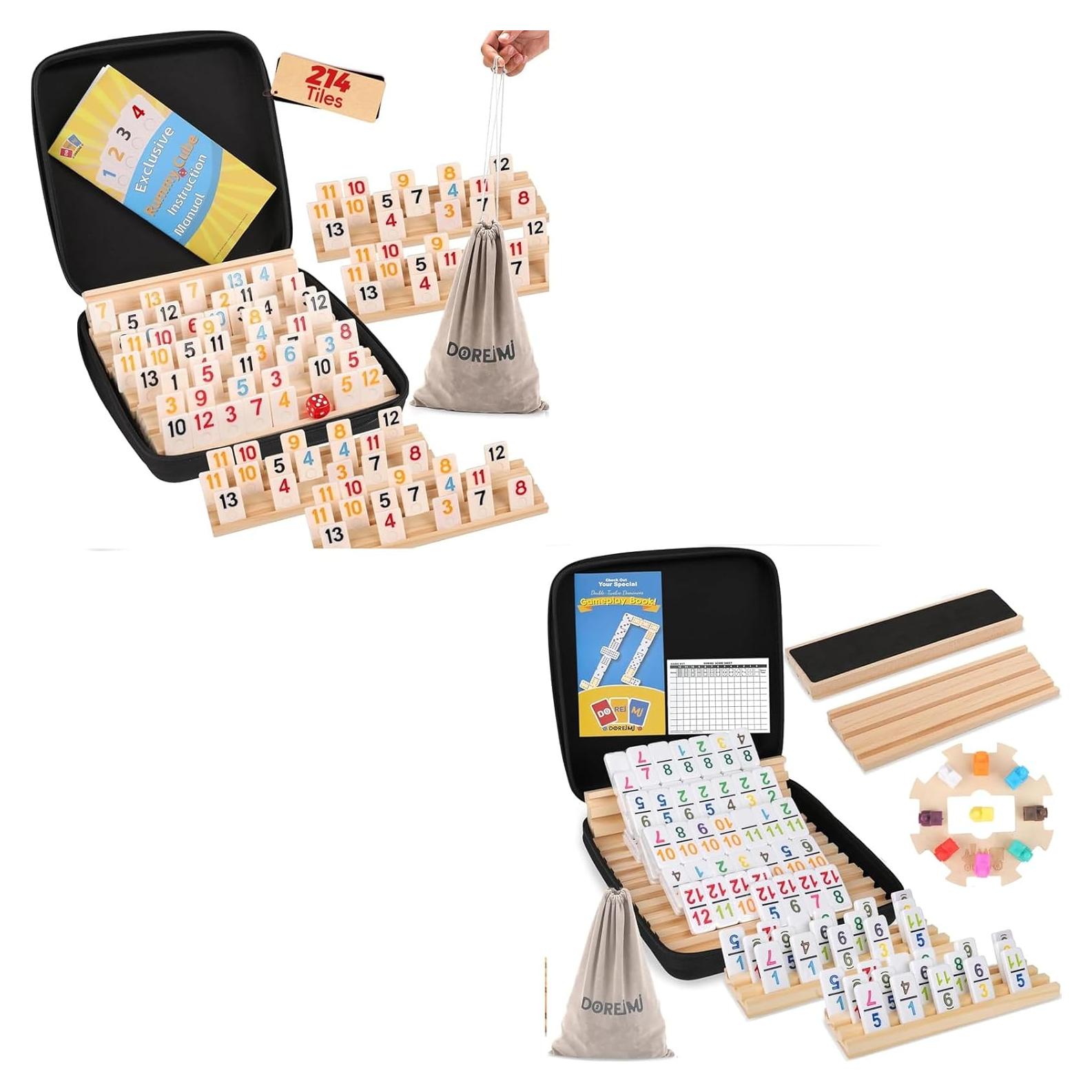 Juego de Dominó Mexicano Doble 12 + Rummy Cube 8 Jugadores